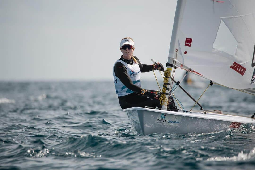 ペイジュ・レイリーのインスタグラム：「Looking for wind on this crazy last day...finished 4th overall • • • #monday #sail #teamusa #olympics #training #event #compete  #stfrancissailingfoundation」