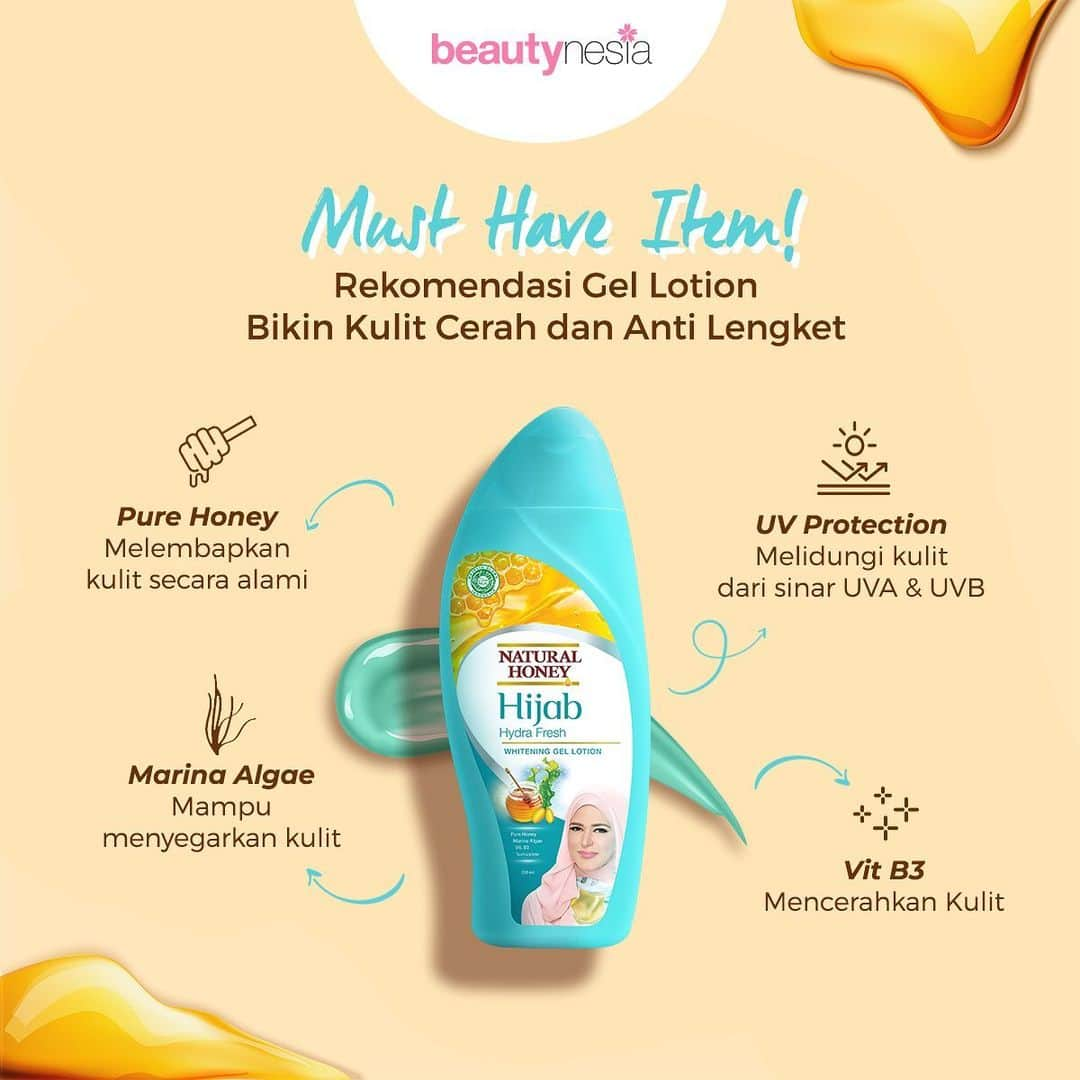 Beauty | Health | Fashionさんのインスタグラム写真 - (Beauty | Health | FashionInstagram)「Udah tau kan, pakai lotion setiap hari itu wajib nih Beautynesian! Gak cuma kulit wajah aja yang butuh perawatan , tapi kulit tubuh juga perlu supaya kulit gak kering dan kusam. Beautynesia mau rekomendasiin kamu nih lotion favorit yang bikin kulit cerah dan gak lengket di kulit. Yesss, Natural Honey Hijab Hydrafresh! Kandungan Pure Honey, Vitamin B dan Marine Algae mampu memberikan nutrisi, melembutkan dan mencerahkan kulit. Selain itu, Natural Honey Hijab Hydrafresh punya kandungan UV protection yang mampu melindungi kulit dari sinar matahari. Teksturnya yang ringan dan gak lengket bikin nyaman dipakai seharian nih Beautynesian. ⁣⁣ ⁣⁣ So, kamu udah cobain ?⁣⁣ Tulis pengalaman kamu pakai Natural Honey Hijab Hydrafresh yuk di kolom komen.」1月19日 14時04分 - beautynesia.id