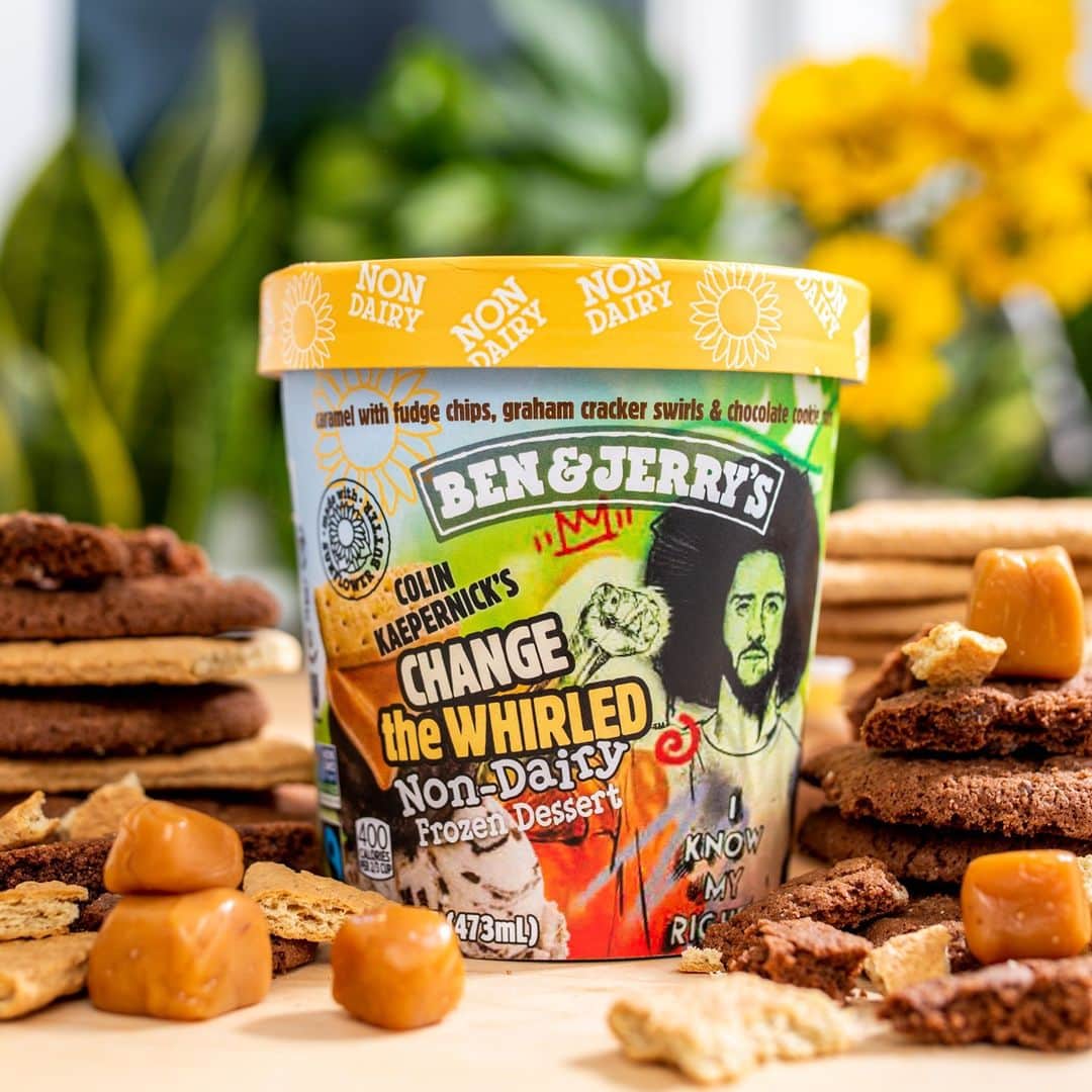 Ben & Jerry'sのインスタグラム：「Serve up some joy on the journey to justice with Colin Kaepernick’s Change the Whirled Non-Dairy! Link in bio.」