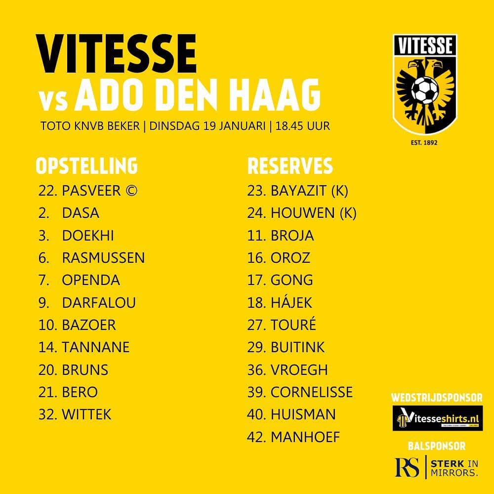 フィテッセさんのインスタグラム写真 - (フィテッセInstagram)「LINE-UP 🟡⚫️  Come on Vites, come on Vites!   #Vitesse #vitado」1月20日 1時46分 - mijnvitesse