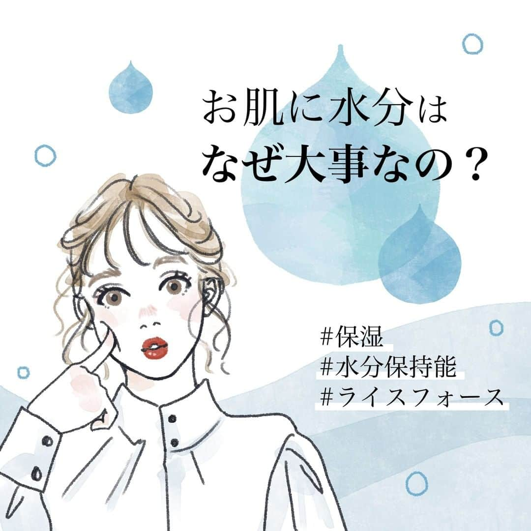 ライスフォースのインスタグラム：「＼お肌に水分はなぜ大事なの？／⠀ ⠀ 「美肌には水分が大事」ってよく聞きますよね。⠀ しかし、なぜ大事なのか実際はよくわからない、という声も。⠀ ⠀ 実は、シミ、シワ、くすみ、ハリ不足など様々な肌悩みは、⠀ うるおい不足によって引き起こされているとライスフォースは考えます。⠀ つまり、乾燥は様々な肌トラブルの原因になってしまうのです。⠀ ⠀ とは言え、ただ与えるだけではうるおいが肌の内側から⠀ 知らぬ間に逃げていってしまい、⠀ 乾燥を根本から解決することはできません。⠀ トラブルの少ない美肌を目指すには、⠀ お肌の水分量を高める保湿ケアが大切になります。⠀ ⠀ ライスフォースに配合されているライスパワーNo.11エキスには⠀ 水分保持能という「肌みずからのうるおいを保つ力」を⠀ 改善する効果が認められています。⠀ ⠀ ライスフォースはうるおいを与える一時的な乾燥ケアでなく、⠀ 肌の内側からうるおいをつくりだす肌づくりをサポートし⠀ 悩み知らずの肌へと導いていきます。⠀ ⠀ ぜひ参考にして、キメなめらかな美肌を目指しましょう。⠀ ⠀ #肌を育むライスフォース #ライスフォース #riceforce #保湿 #保湿ケア #乾燥 #乾燥肌 #乾燥肌対策 #乾燥ケア #乾燥肌ケア #乾燥小じわ #シワ対策 #スキンケア #スキンケア好き #冬のスキンケア #すっぴん美肌 #うるおい #潤いチャージ #潤いケア #保湿重視 #肌荒れケア #潤い肌 #肌の悩み #保湿大切 #冬の乾燥が気になる #カサつき #うるおいケア #小じわ改善 #肌荒れの原因 #シミシワ改善」