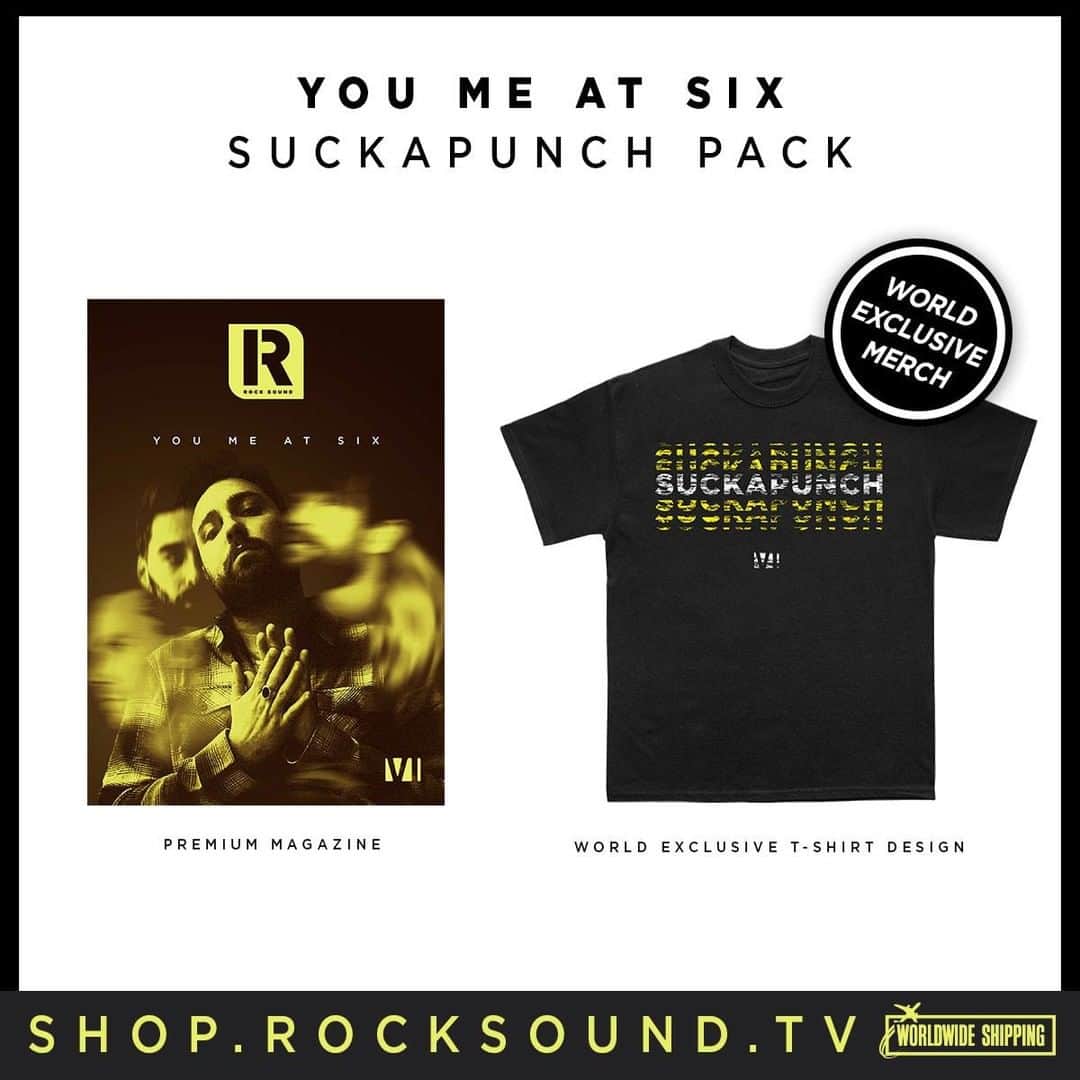 Rock Soundのインスタグラム：「You Me At Six: The Story Of ‘SUCKAPUNCH’  Get a premium magazine telling the full story of how You Me At Six made an album that finds them revitalised and redefining who they are, alongside brand new photos shot remotely from the band’s homes in lockdown, PLUS a world exclusive 'SUCKAPUNCH' t-shirt design.  Available WORLDWIDE from store.rocksound.tv/YMASin」