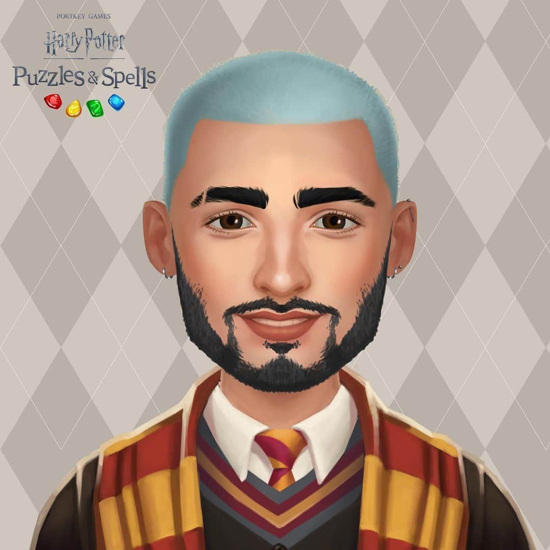 ゼイン・マリクのインスタグラム：「I ended up dying my hair for the 7 batrillionth time and so did my avatar. My avatar customisations are now live for all players in @HarryPotterPuzzlesAndSpells. Click the link in the bio to download and share your new avatar below. #Sponsored」
