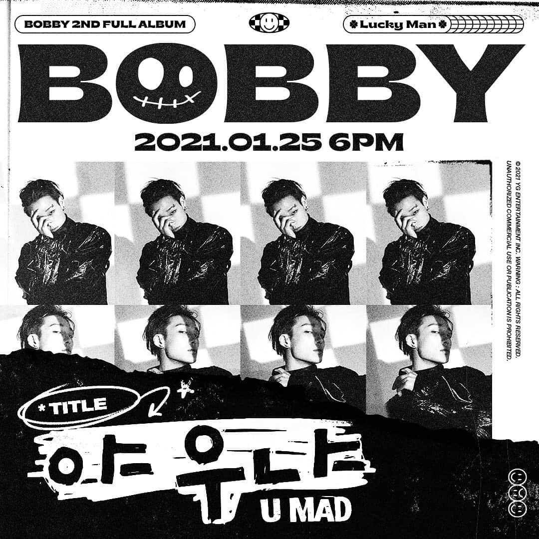 iKONさんのインスタグラム写真 - (iKONInstagram)「BOBBY ‘야 우냐 (U MAD)’ TITLE POSTER  #BOBBY #바비 #iKON #아이콘 #2ndFULLALBUM #LUCKYMAN #TITLE #야우냐 #U_MAD #20210125_6PM #YG」1月20日 0時00分 - withikonic