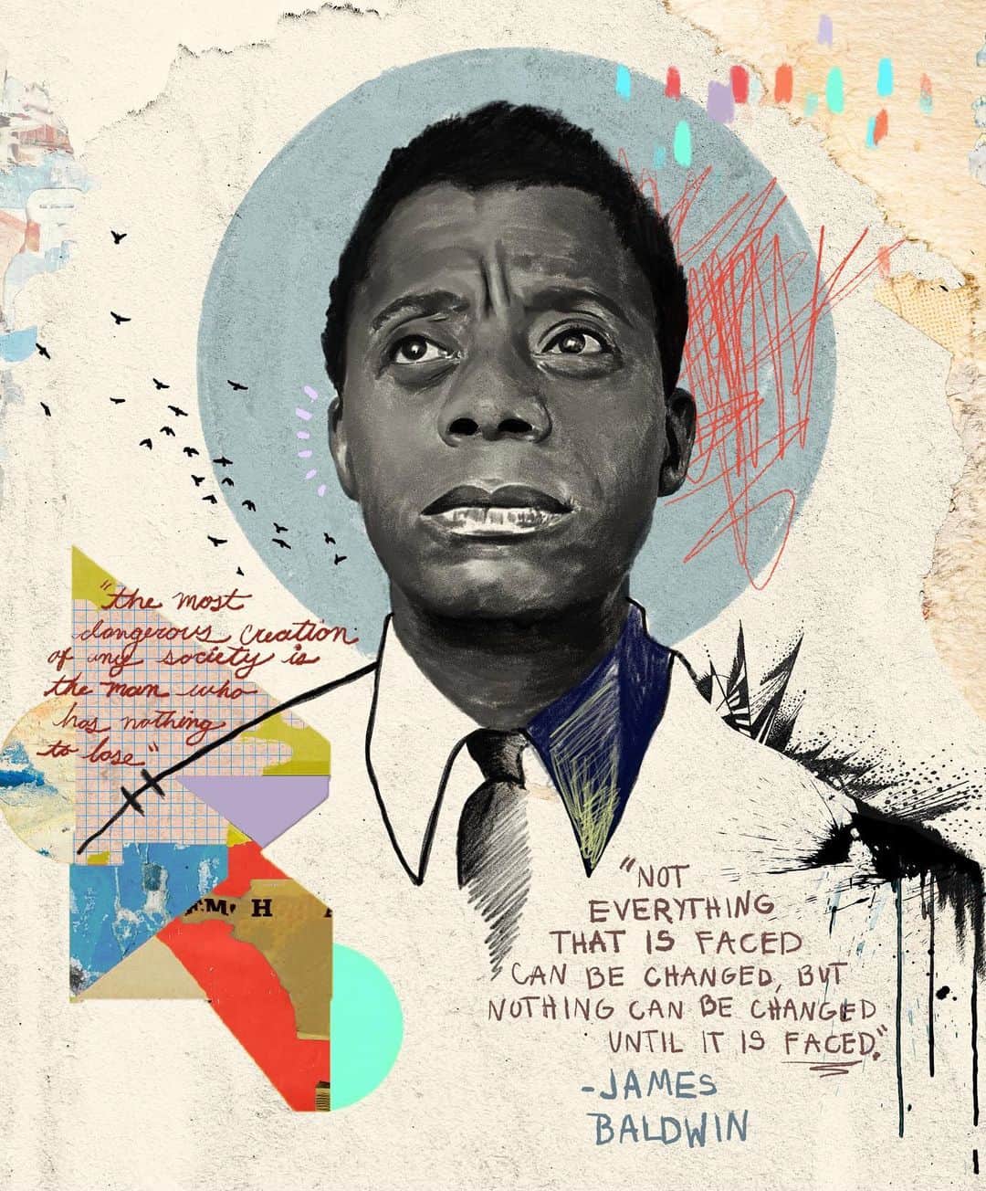 コモンのインスタグラム：「“Not everything that is faced can be changed. But nothing can be changed until it is faced.” James Baldwin. Art by @VCassinova.」