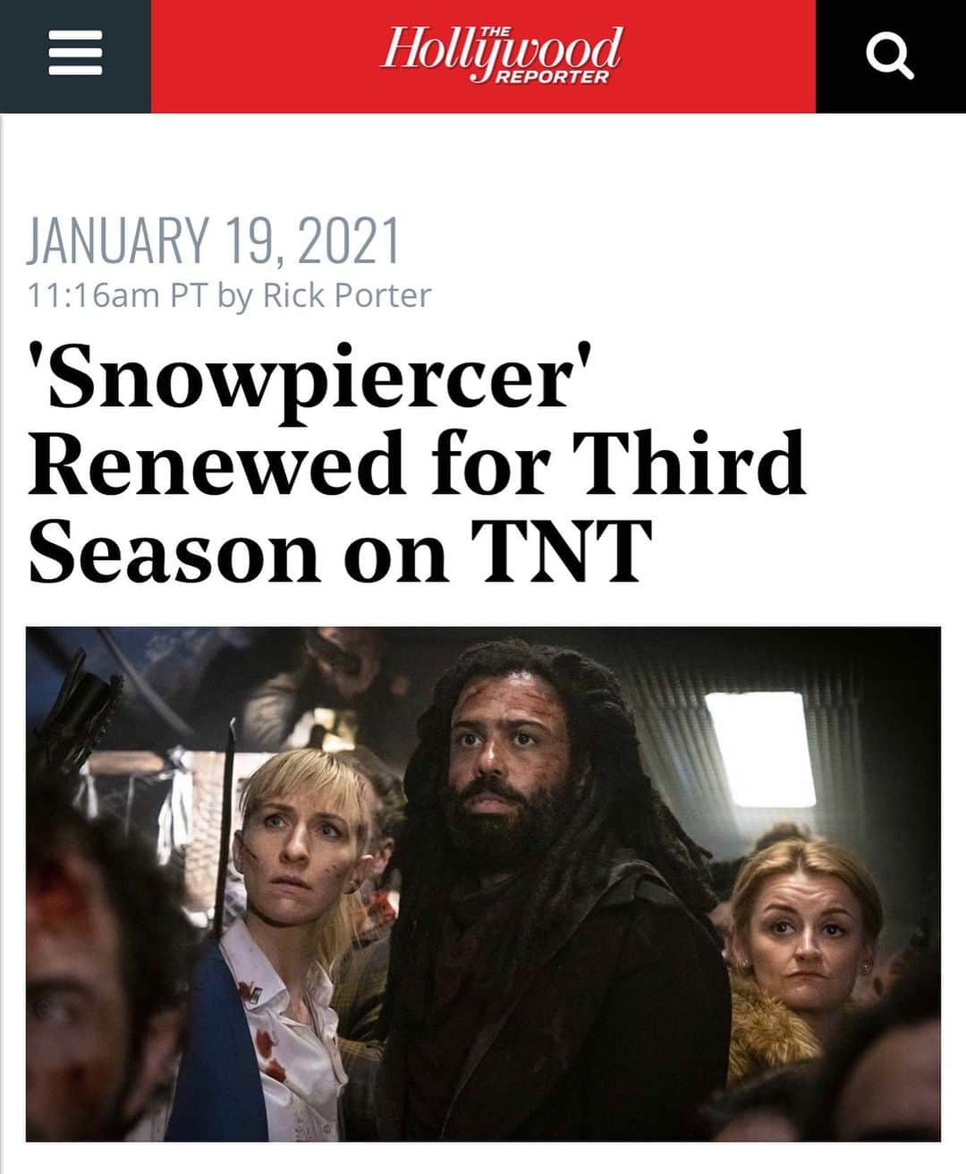 ミッキー・サムナーのインスタグラム：「What an awesome Birthday Present !! Season 3 Baby @snowpiercertv @hollywoodreporter」