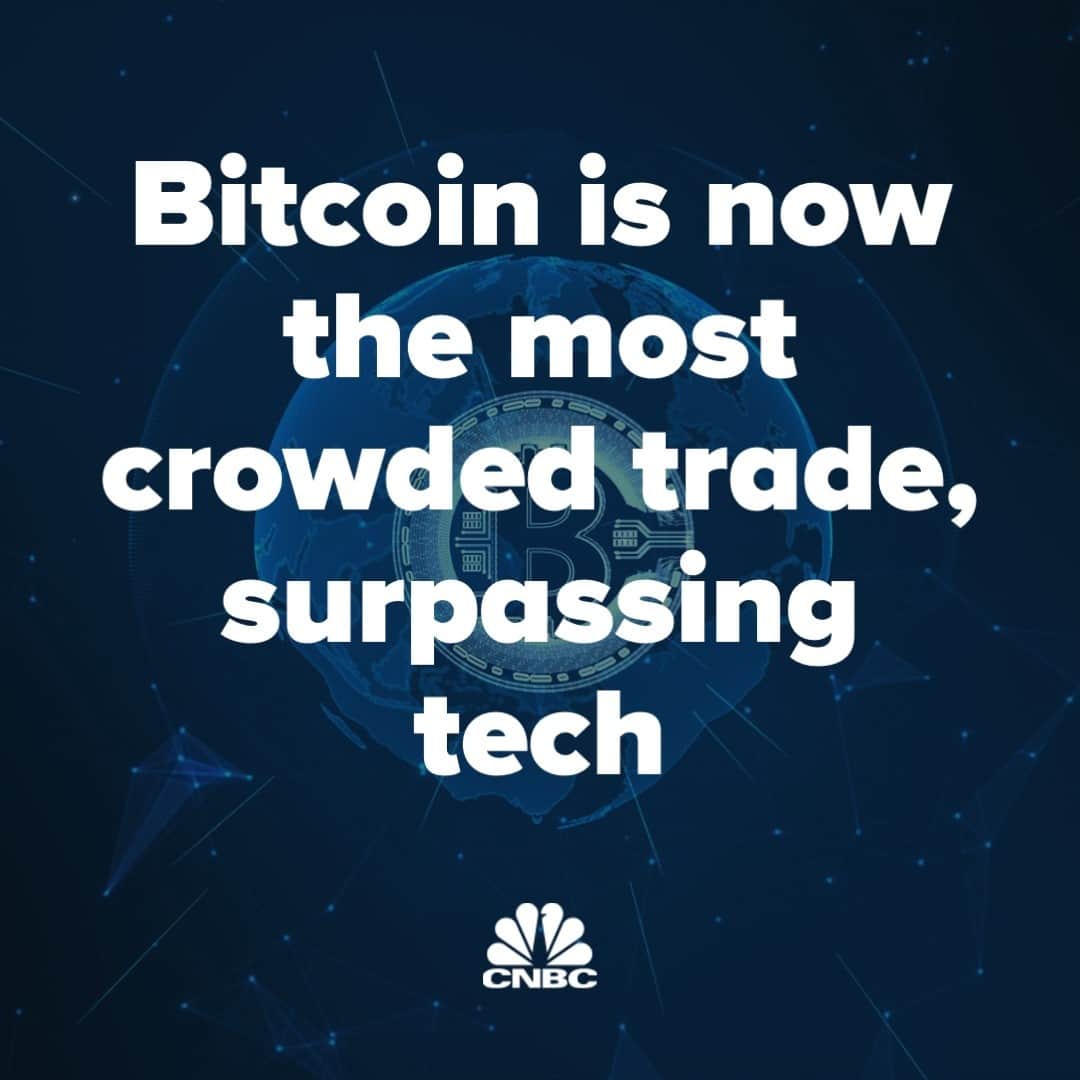 CNBCさんのインスタグラム写真 - (CNBCInstagram)「New for subscribers: After a dizzying run that saw its price more than quadruple over the past year, professional investors are now looking at bitcoin as a potential trouble spot.⁠ ⁠ In fact, the digital currency has replaced even high-flying technology stocks (which spent more than a year in the top spot) as the most crowded trade on the market, according to the closely followed Bank of America Global Fund Manager Survey for January.⁠ ⁠ Full details at the link in bio. (Check out CNBC Pro)」1月20日 7時30分 - cnbc