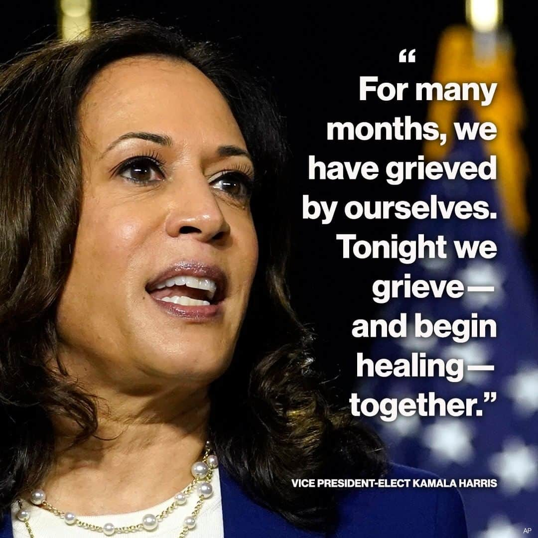 ABC Newsさんのインスタグラム写真 - (ABC NewsInstagram)「Vice Pres.-elect Kamala Harris at lighting ceremony memorializing those lost to COVID-19 pandemic: "For many months, we have grieved by ourselves. Tonight we grieve—and begin healing—together."」1月20日 7時40分 - abcnews