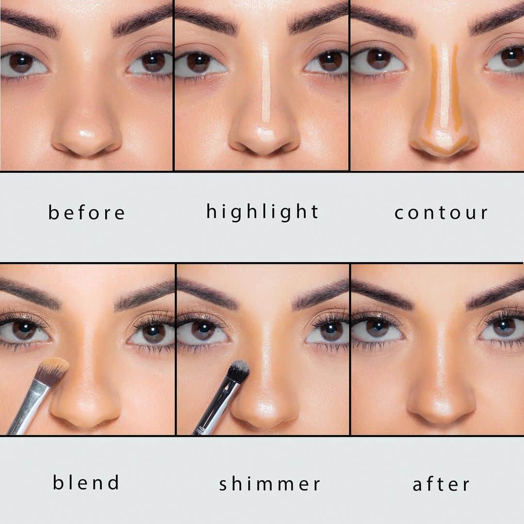 Motives Cosmeticsのインスタグラム：「You can use the Flawless Face Stick Foundation Bundle ‘contour’ shade and the ‘highlight’ shade to define the shape of your nose seamlessly like this. 🖤Add a pop of shimmer from the That Glow Tho Highlighter Palette and you’ll be good to go✨」