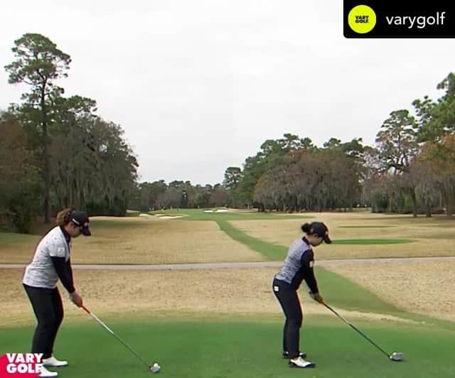 モリヤ・ジュタヌガーンのインスタグラム：「#uswomensopen #USGA #sisters #momoriya #mayariya : Posted @withregram • @varygolf May & Mo ✌️#together #sistersister」