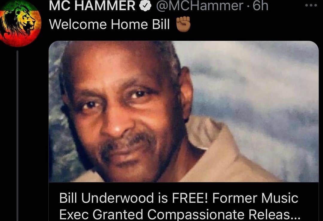 MCハマーのインスタグラム：「Welcome home to my Brother Bill Underwood. God is Great !!! 🙏🏿」