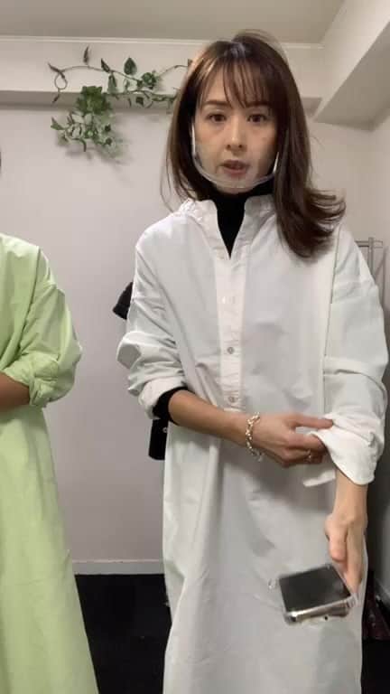 乙黒えりのインスタグラム：「シャツワンピースの着丈」