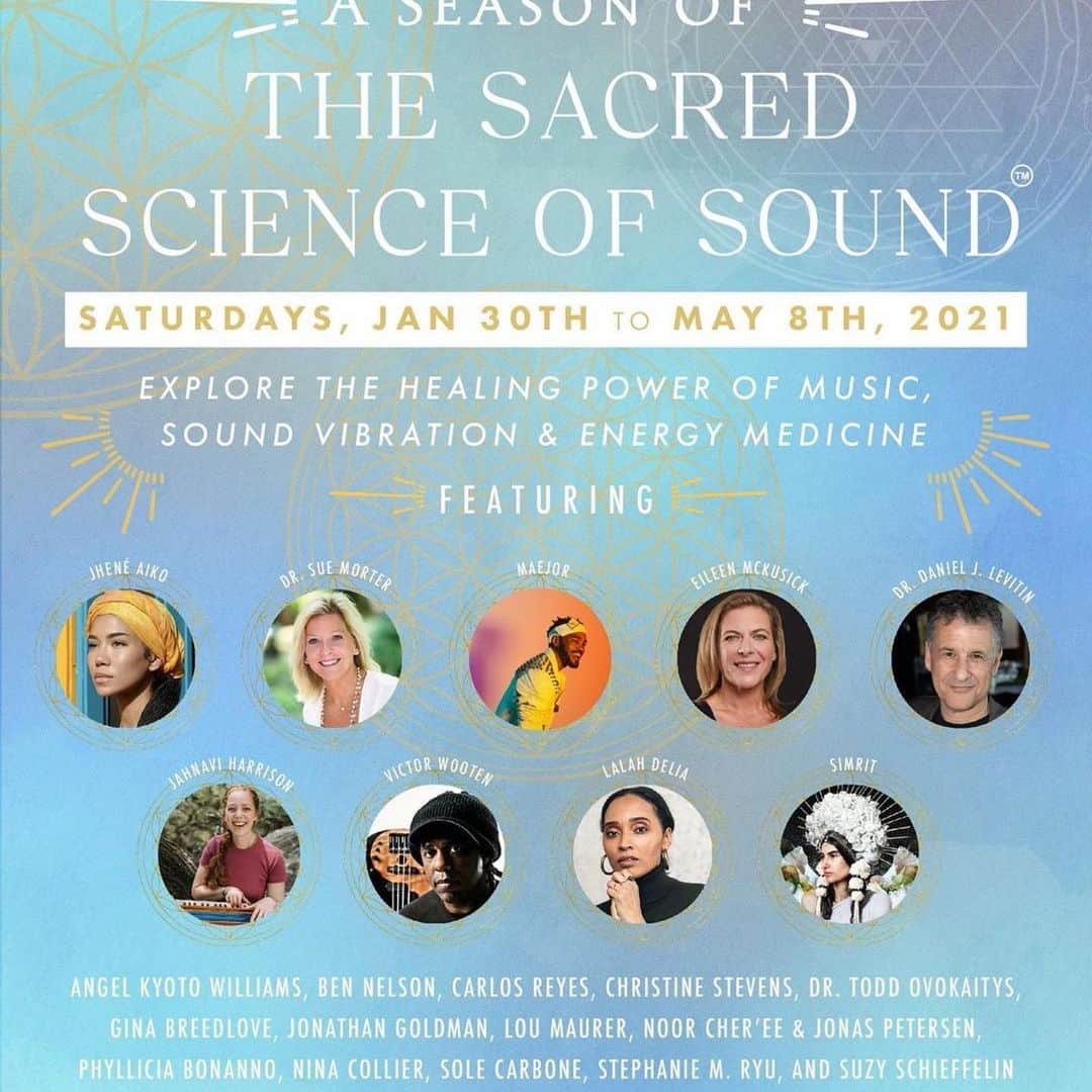 ヴィクター・ウッテンのインスタグラム：「#Repost @crystalcadencela with @make_repost ・・・ CrystalCadence has an Exciting announcement!   Today’s science and the power of music melts with ancient wisdom of sound healing and bioenergetics.   Join us for the premiere season of The Sacred Science of Sound Virtual Series beginning January 30 running through May 8 on rotating Saturdays at 1pm PST. You can purchase a season pass for all 8 weekends at a discounted rate. Get your exclusive season pass bonuses!   Link in Bio to sign up💚」