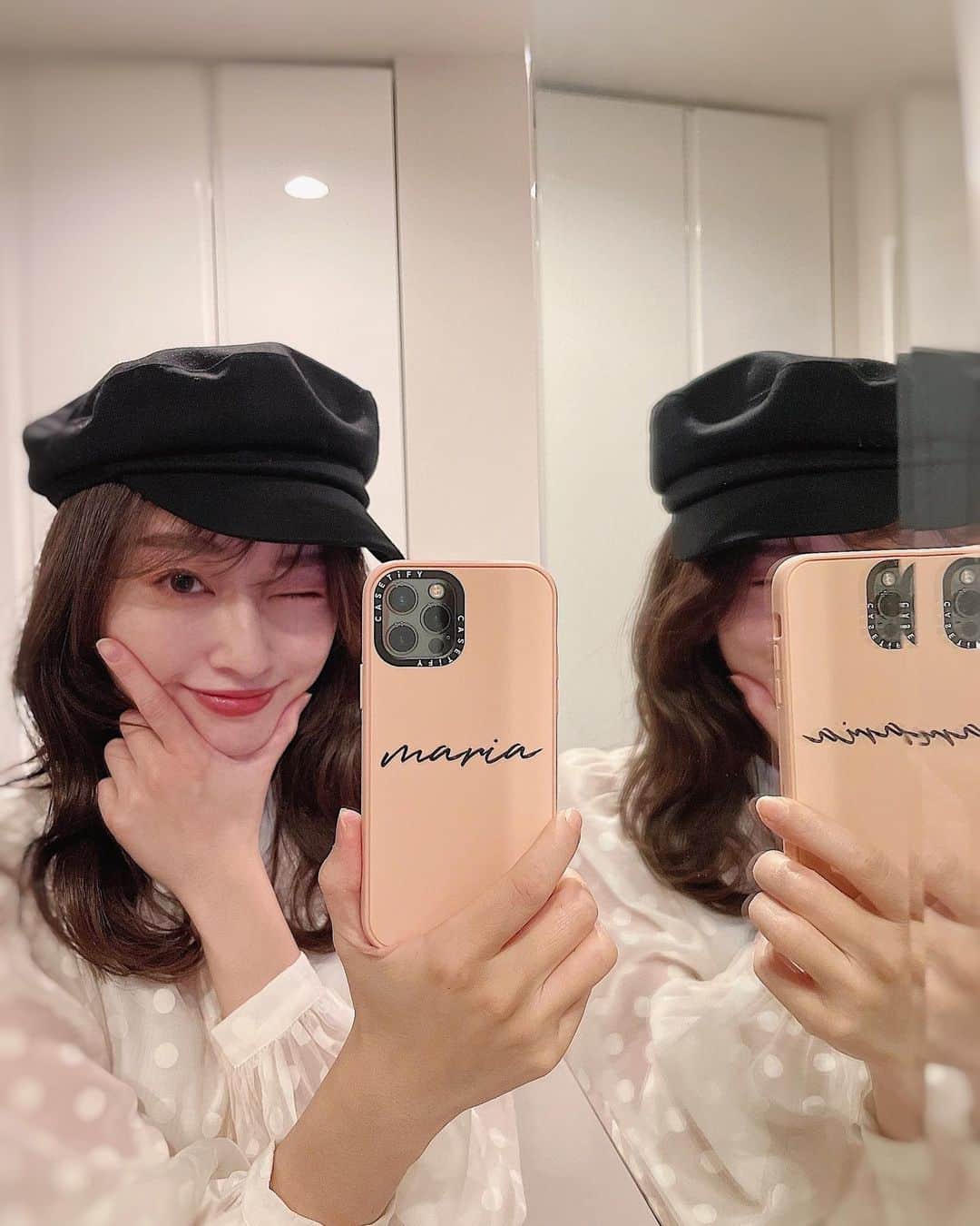 小祝麻里亜のインスタグラム：「iPhoneをアスファルトに落としてしまって🥲🌀使ってたケースの角がえぐれてしまいました😶  本体はぜったい傷つけたくないから、インパクトケースっていう頑丈で丈夫なケースに変えたよ🙌  カスタマイズできるから昨年末からハマっているピンク色に🍑今年のラッキーカラーなんだって✨よく落とす人はおすすめです。落としちゃダメだけど、落としても安心🐻←  カスタムついでにmariaって入れました❣️3枚目がわかりやすいかな📲1枚目はふざけてます、2枚目はiPhoneにピント合わせるのに必死。  ここでカスタマイズしました→ @CASETiFY @CASETiFY_jp  ． ． ． ． ． ＿＿＿＿＿＿ #caseiphone #iphonecase #CASETiFY  #StateYourCase   #셀스타그램 #얼스타그램 #아이폰케이스 #아이폰12프로 #アイフォンケース」