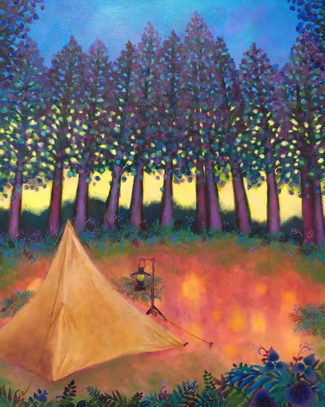 成瀬未夏のインスタグラム：「One day  #art#acrylicpainting #paint #painting#絵#camp」