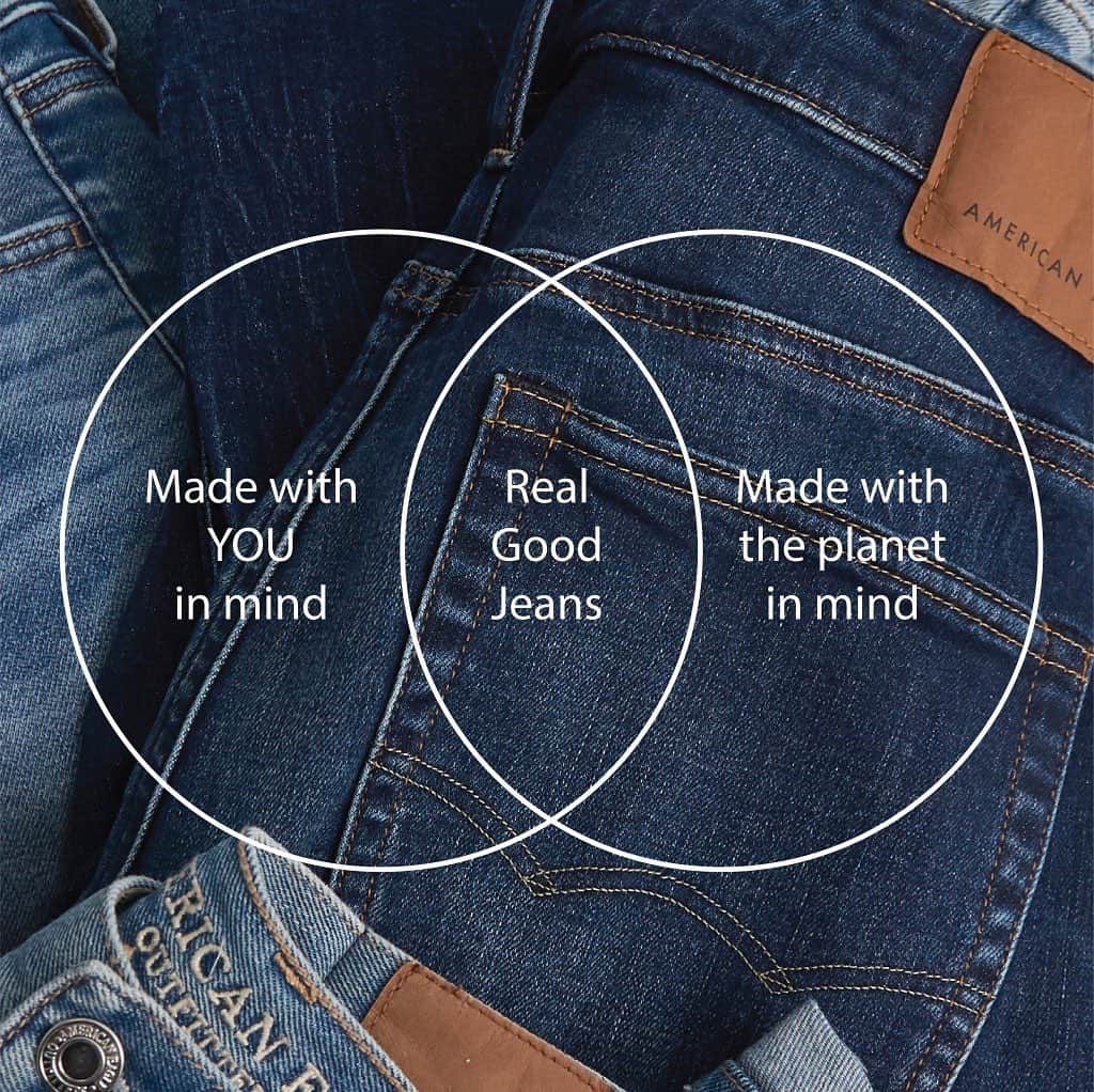 アメリカンイーグルのインスタグラム：「✨✨Love your jeans. Love your planet. Love Real Good jeans✨✨  公式オンラインストアをチェック⇒ www.aeo.jp   公式LINEをフォローしてスペシャルオファーなど様々な情報をゲットしましょう！☺   #AExME #AEJeans #AE #americaneaglejp #アメリカンイーグル」