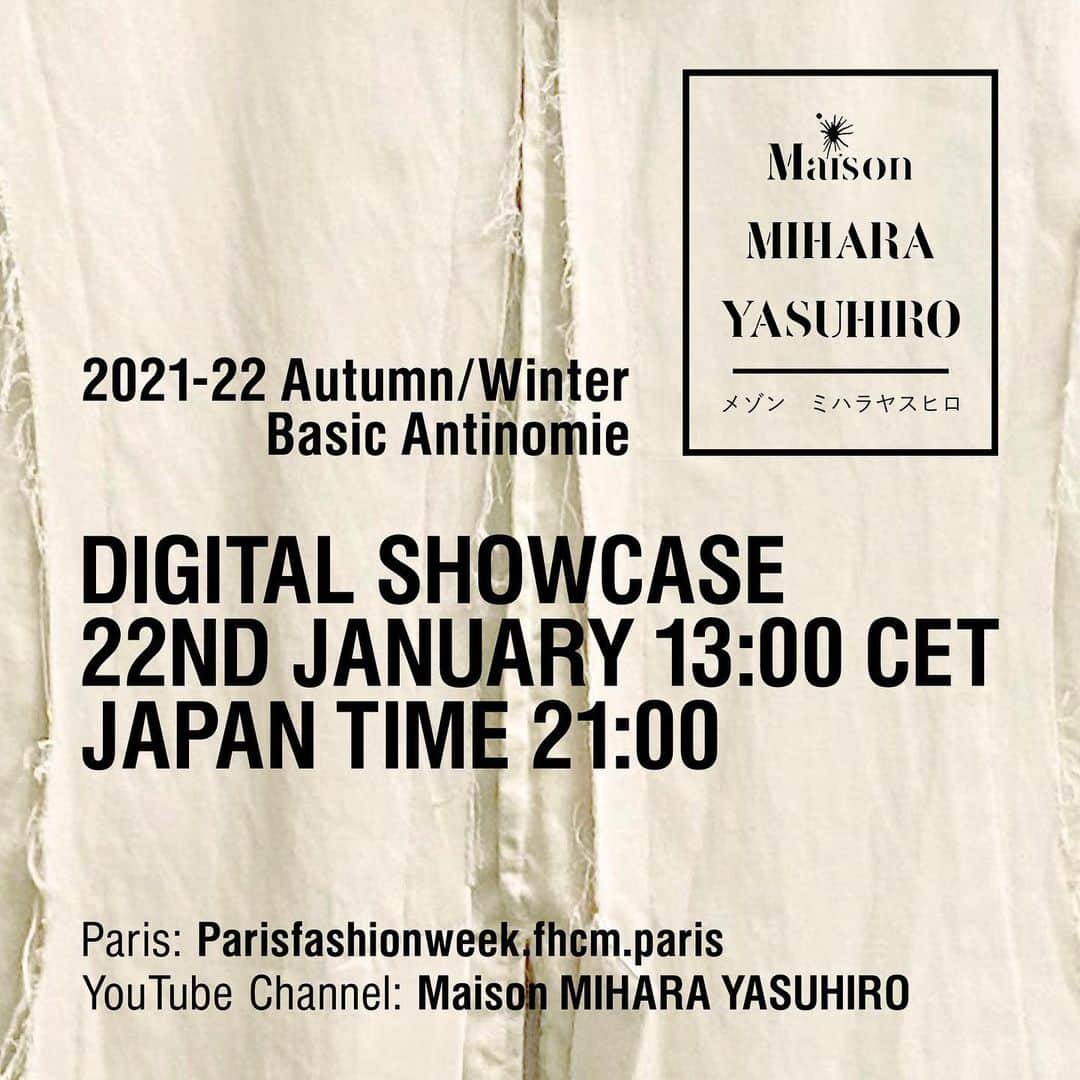 ミハラヤスヒロさんのインスタグラム写真 - (ミハラヤスヒロInstagram)「We invite you to our "online runway show" for 2021 Autumn/Winter collection on 22nd January at 13:00 CET (21:00 JST),  Visit the following links to watch the show.  Paris Fashion Week Official https://parisfashionweek.fhcm.paris/en/  Maison MIHARA YASUHIRO YouTube Channel https://youtu.be/jz209X0PFh4  @fhcm  @parisfashionweek」1月20日 18時03分 - miharayasuhiro_official