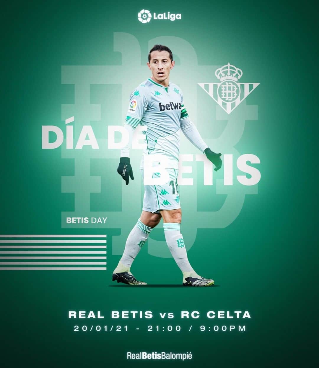 レアル・ベティスさんのインスタグラム写真 - (レアル・ベティスInstagram)「Hoy es diferente! 🙌 ¡Hoy es #DíaDeBetis! 💚💚  📍 Jornada 19 🆚 @rccelta  🏟 Benito Villamarín ⏰ 21:00h 📺 @gol_television  -- Today is different! 🙌 Today is a #BetisDay! 💚💚  📍 Match 19 🆚 RC Celta 🏟 Benito Villamarín ⏰ 9 p.m.  #ForeverGreen」1月20日 18時09分 - realbetisbalompie
