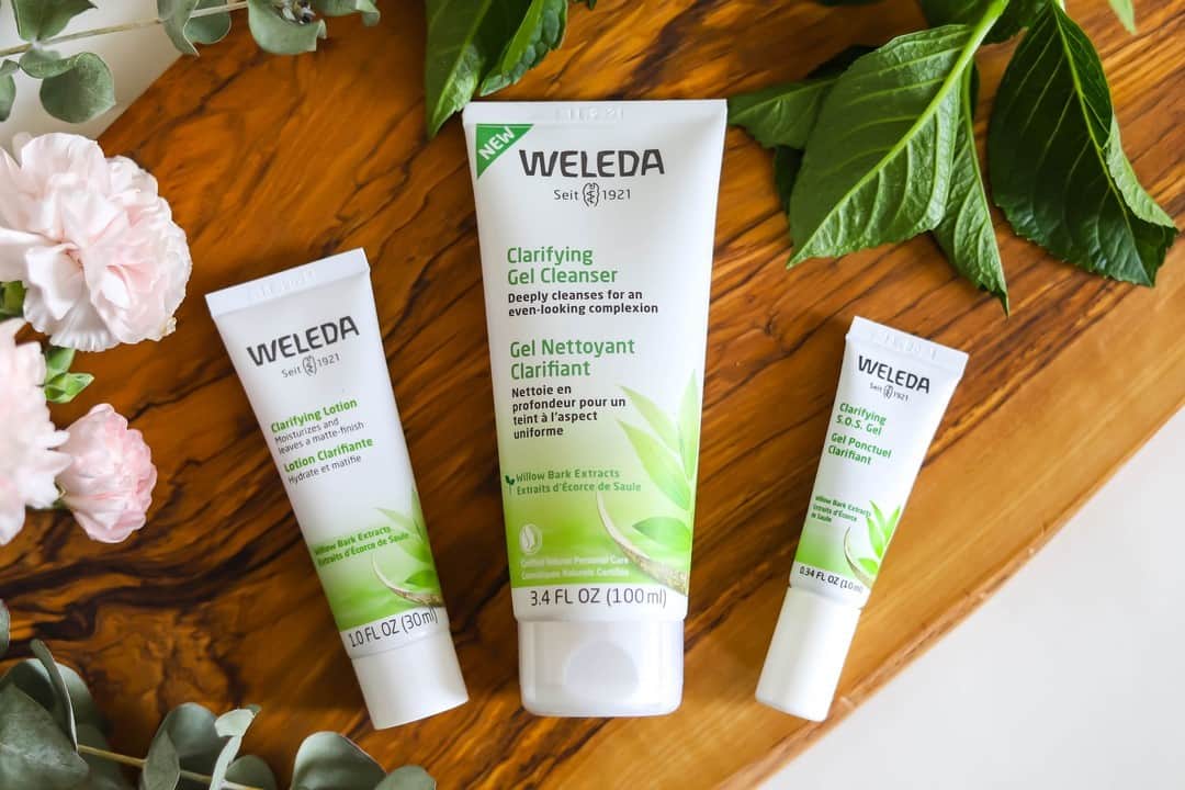 Weledaのインスタグラム：「Our Clarifying Collection was formulated with ingredients found in nature to help even your complexion and control oily skin! 🌿👇🏼 Discover the lead plants used in our Clarifying line below! ⁣⠀⠀⠀⠀⠀⠀⠀⠀⠀ ⁣⠀⠀⠀⠀⠀⠀⠀⠀⠀ 🌿 Willow Bark- Clarifies impurities without irritating skin ⁣⠀⠀⠀⠀⠀⠀⠀⠀⠀ ⁣⠀⠀⠀⠀⠀⠀⠀⠀⠀ 🌿 Witch Hazel- Balances and tones uneven skin⁣⠀⠀⠀⠀⠀⠀⠀⠀⠀ ⁣⠀⠀⠀⠀⠀⠀⠀⠀⠀ 🌿 Licorice root - Supports the skin’s protective barrier」