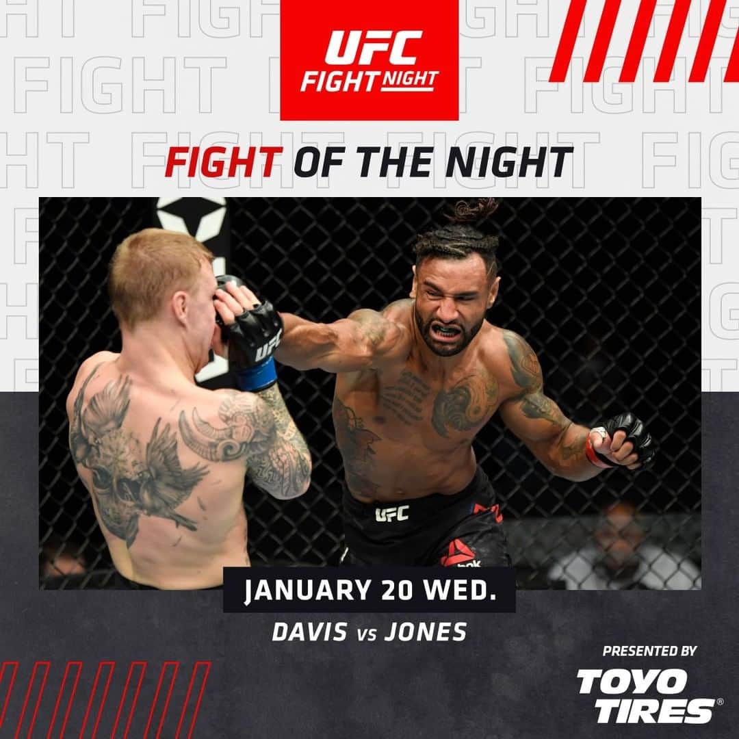 UFCさんのインスタグラム写真 - (UFCInstagram)「Set the tone early in the night 💵 Fight of the Night goes to Davis vs Jones. #UFCFightIsland8」1月21日 5時39分 - ufc