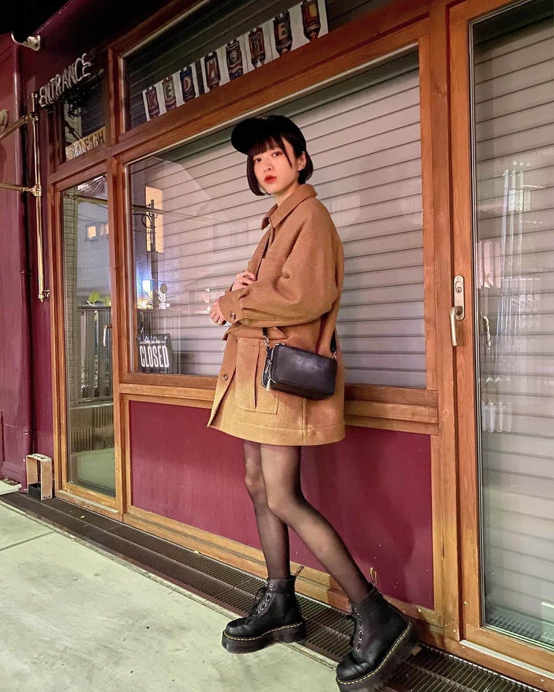 のインスタグラム：「@wcjapan のアウター可愛い たまには黒以外😺 スキニーとかにも合わせたいな〜  #wcj」