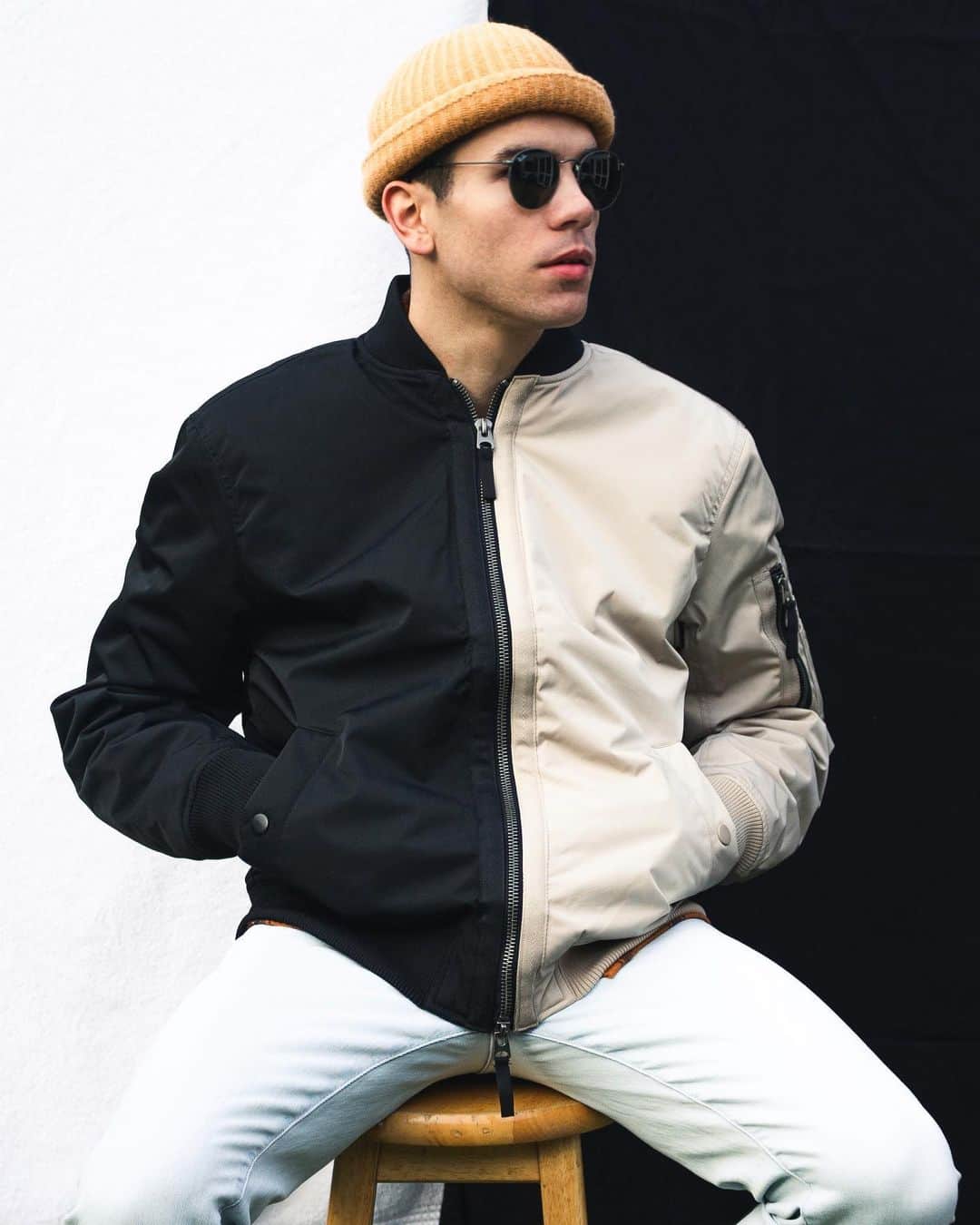のインスタグラム：「Add a little bit of spice to any outfit with our two-toned bomber 😎@tomfilipe #TopmanStyle Tap to shop or shop via 🔗 in bio.」