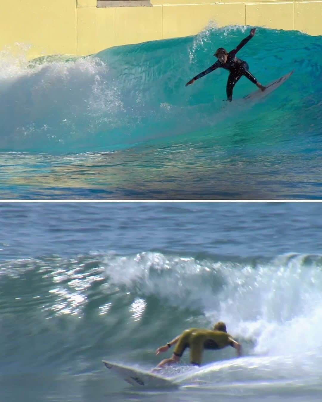 レッドブルのインスタグラム：「will wave pools replace ocean surfing? 🤔  whether you're surfing mother nature's tides, or ripping up wave pools in the city, you're bound to be having the *best* time... but which of the two comes out on top 🌊 find out with our latest episode of 'Just Sayin' over on YouTube 📺 ~link in bio~   #redbull #givesyouwiiings #surf #wavepool #surfing #ocean」