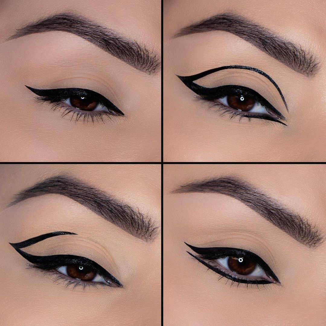 Motives Cosmeticsのインスタグラム：「Which Precisely The Point Eye Line liner look will you attempt next? 🖤 Here’s a Wing it Wednesday tip by one of our faves, @JackieGomezBeauty: Create dots along the lash line and THEN connect the dots for a smooth and seamless liner finish. Shop the new Precisely The Point Eye Line at motivescosmetics.com and be on point! 🖤」