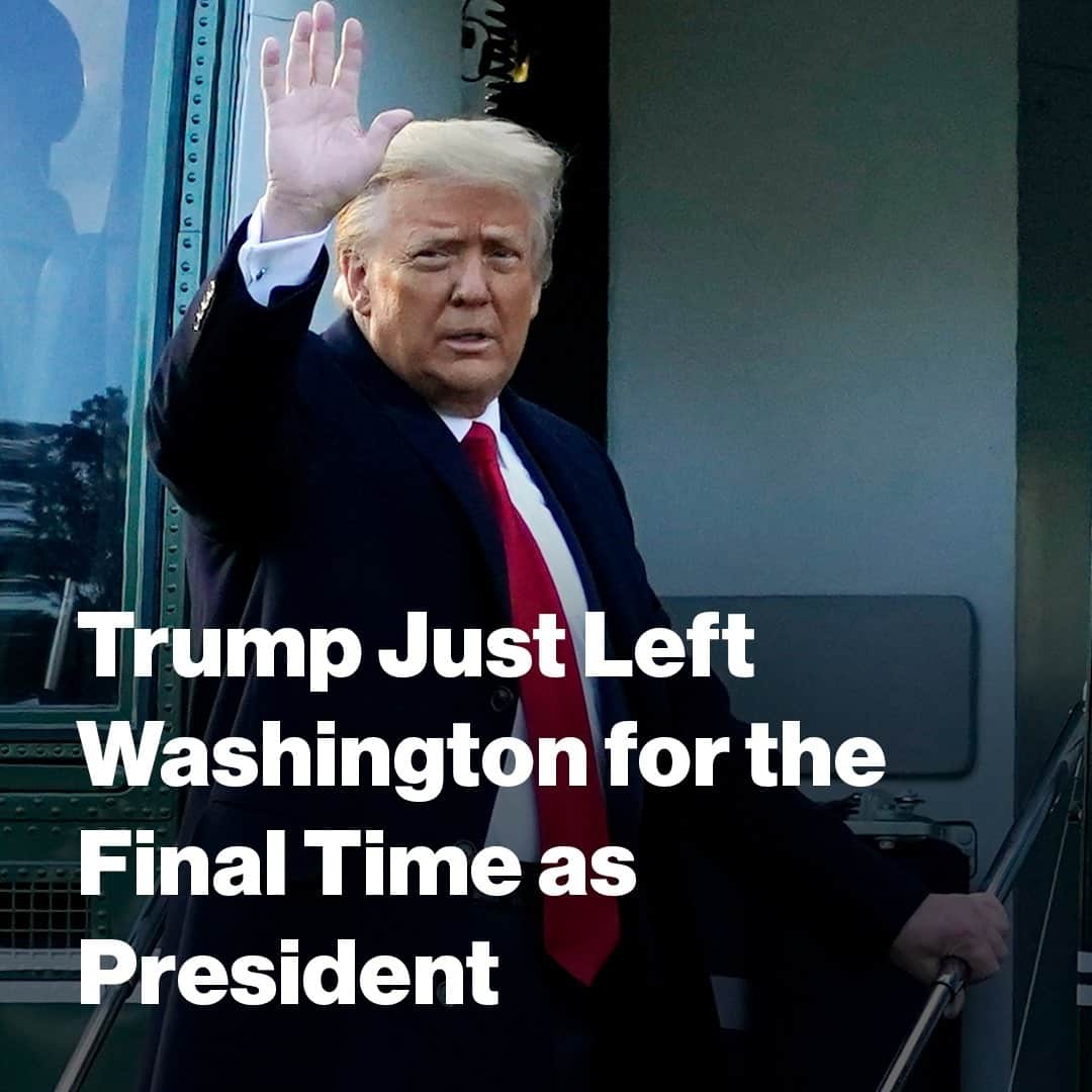 VICEさんのインスタグラム写真 - (VICEInstagram)「“Have a good life. We’ll see you soon.”⁠ ⁠ And with that, President Trump departed Washington for the final time in his administration, a symbolic end to one of the most tumultuous and polarizing presidencies in U.S. history—and potentially the start to a new era of American rancor.⁠ ⁠ Trump left the White House Wednesday morning just like he came in, a braggadocious, fury-driven and spectacle-focused liar with little regard for anything but himself and his movement.⁠ ⁠ Trump leaves office as the only president who’s been impeached twice — the first time for extorting a U.S. ally facing an invading enemy into manufacturing dirt on Joe Biden, and the second time for inciting an angry mob of supporters to attack the Capitol to prevent Congress from certifying Biden’s election victory.⁠ ⁠ He is the least popular president in the polling era, and ends his term with a 34 percent rating in Gallup’s final job approval poll. ⁠ ⁠ 🔗 Read more at the link in bio.」1月21日 0時06分 - vice