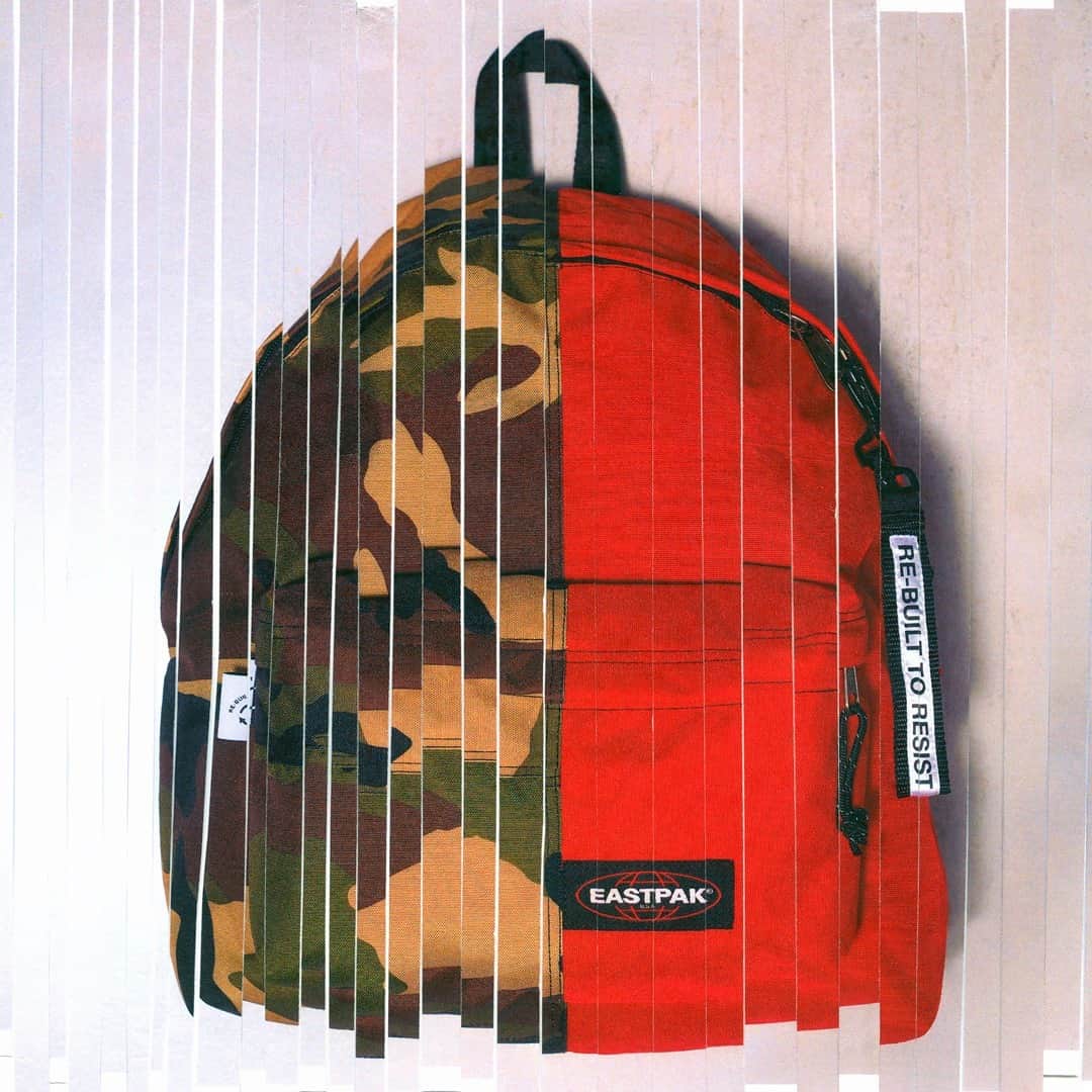 イーストパックのインスタグラム：「Each one-of-a-kind design from our RE-BUILT TO RESIST collection features a 50/50 split colour and print combination. The sustainable styles are available online while stocks last #sustainable #recycled #sustainablefashion #builttoresist #eastpak」