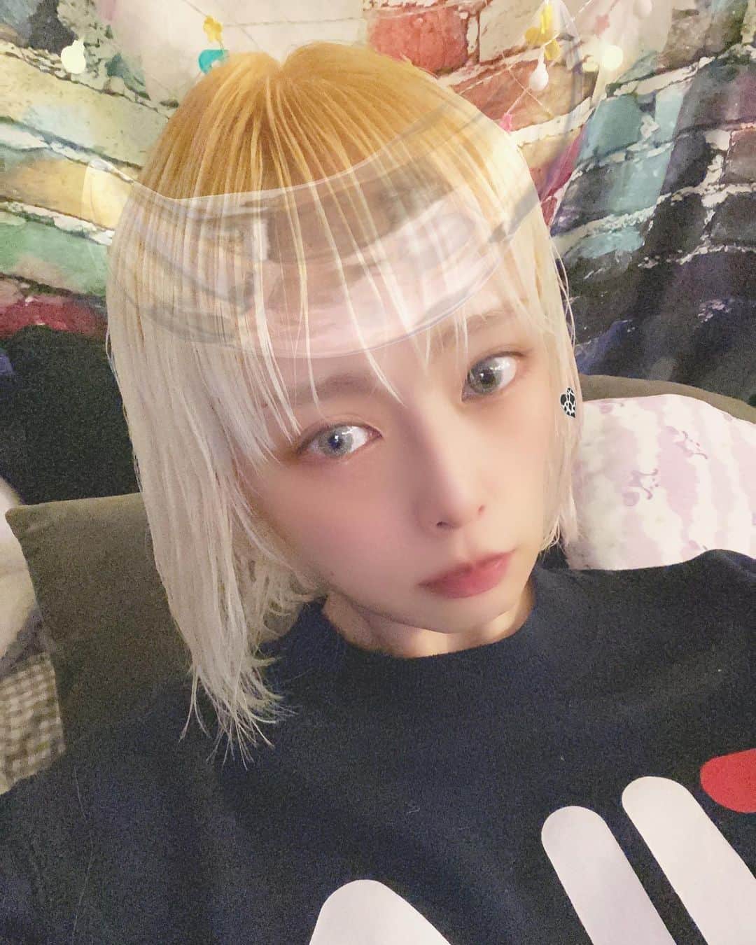 大谷雅恵のインスタグラム：「リタッチ終了。  切れ毛に怯えて今日はこれくらいにしといたろ。  てっぺんはもう一回いきます。  #リタッチ #bleachhair  #mysalon  #fila #bobhaircut」