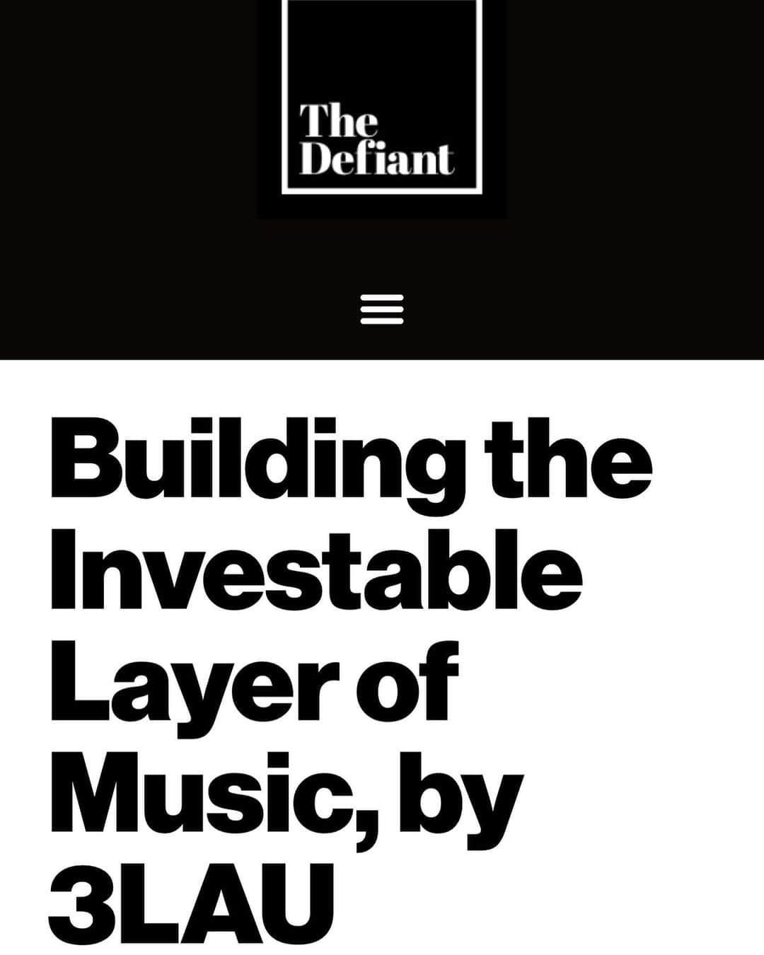 ブラウさんのインスタグラム写真 - (ブラウInstagram)「I wrote my first op-ed ever about building the investible layer of music & how blockchain tech / NFTs will revolutionize the music industry!  You can check it out on The Defiant 🙂 (link in bio)」1月21日 2時14分 - 3lau