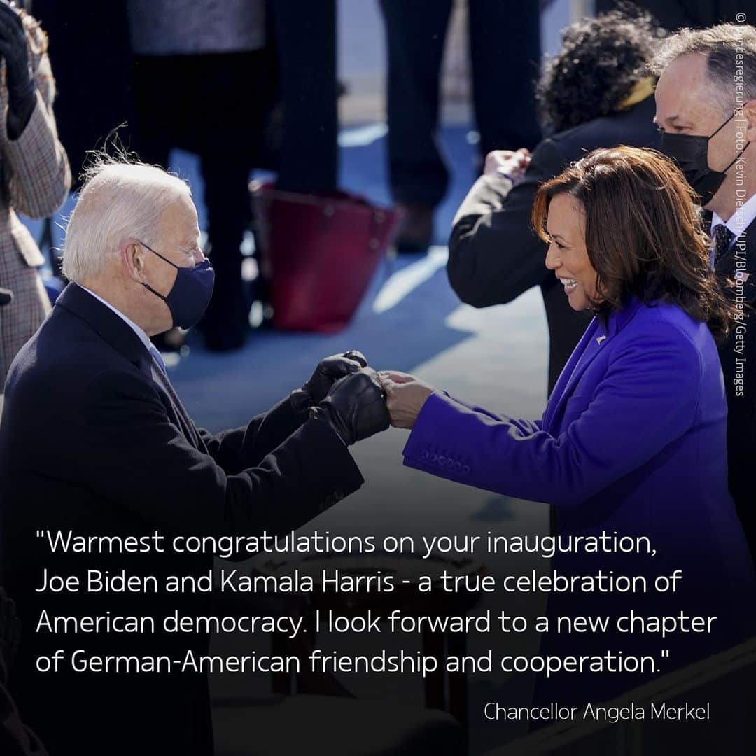 アンゲラ・メルケルさんのインスタグラム写真 - (アンゲラ・メルケルInstagram)「Eine Feier der amerikanischen Demokratie: Bundeskanzlerin Merkel gratuliert Präsident Joe Biden und Vizepräsidentin Kamala Harris herzlich zu ihrer Amtseinführung. --- A celebration of American democracy: Chancellor Merkel congratulates @joebiden and @kamalaharris on their inauguration. Please swipe right for the Englisch version. . 📷 Kevin Dietsch/UPI/Bloomberg/Getty Images . #Merkel #inauguration #InaugurationDay」1月21日 6時36分 - bundeskanzlerin