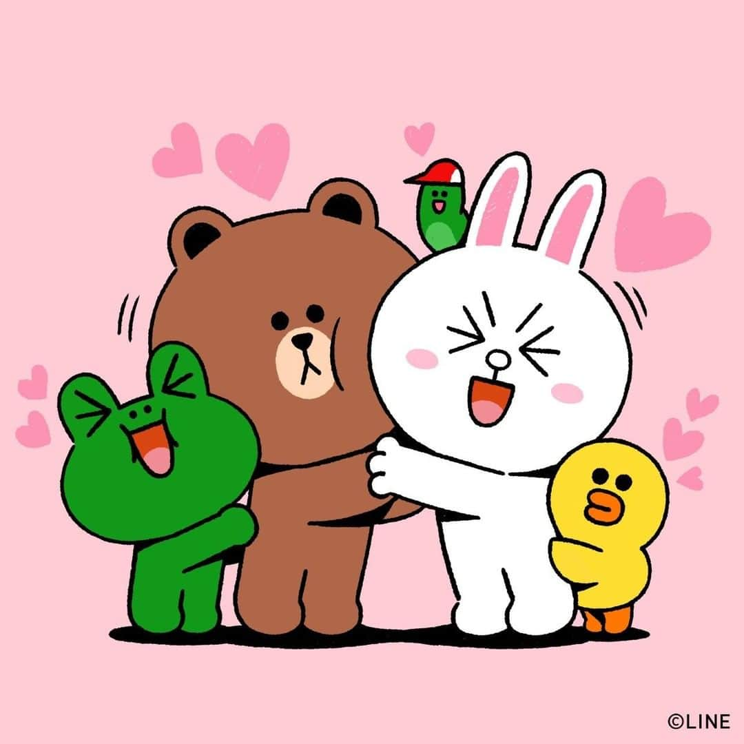 LINE FRIENDS_JPのインスタグラム：「ハグすると幸せになるって💓  #ハグミー  #ブラウン #コニー #サリー #エドワード #レナード #ハグ #あったか #友情 #友だち #仲間 #ラインフレンズ #LINEFRIENDS #国際ハグの日」