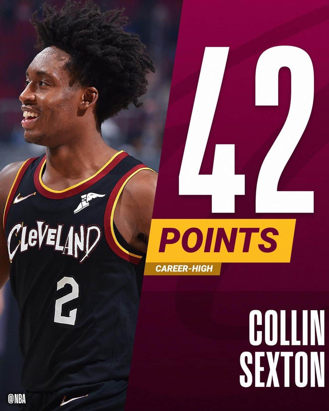 NBAさんのインスタグラム写真 - (NBAInstagram)「@collinyoungbull put up a career-high 42 points (20 straight) to lead @cavs in DOUBLE-OT W!」1月21日 12時27分 - nba