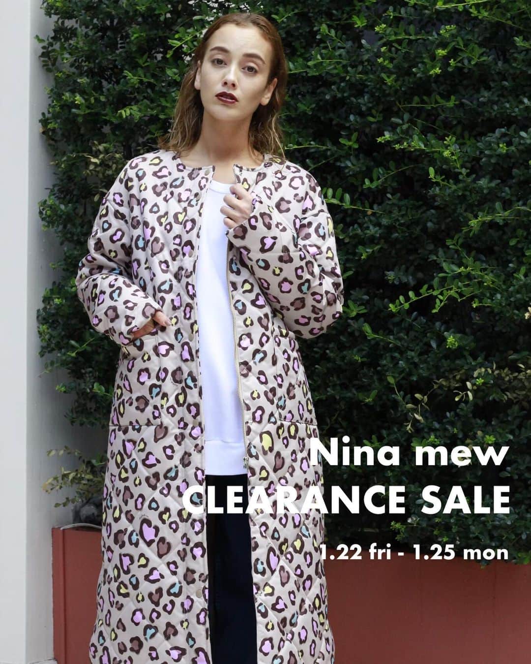 のインスタグラム：「.﻿ ﻿ 本日1/22(金)〜1/25(月)までの4日間限定❗️﻿ Nina mew CLEARANCE SALEを開催🥳﻿ ﻿ Nina mew 今季最後のセール！﻿ 今すぐ着れる冬物も⛄️春も使えるアイテムも🌷﻿ MAX60%OFF！﻿ 4日間限定プライスに！﻿ ぜひこの機会にご来店下さいね🥰﻿ ﻿ Nina mew﻿ coat ¥40,000+tax→¥28,000+tax﻿ 【1/25(月)まで！】﻿ ______________________________________﻿ ✔︎1.16 sat - 1.25 mon﻿ FREE SHIPPING CAMPAIGN📦﻿ お買い上げ1万円以上で送料無料！﻿ ぜひこの機会に通販をご利用下さいね😊﻿ ﻿ ✔︎1.22 fri - 1.25 mon﻿ Nina mew CLEARANCE SALE☃️﻿ 今シーズン最後のセールをぜひお見逃しなく！﻿ ﻿ 営業時間 10:00〜20:00﻿ ※2/7(日)まで営業時間を変更させて頂きます。﻿ ﻿ @ninamew_official#Ninamew#ニーナミュウ#ゆめタウン#ゆめタウン佐賀#セレクトショップ#selectshop」