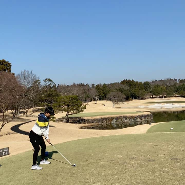 藤本麻子のインスタグラム：「たまにはゴルフしとる所を🏌️‍♂️w . 5u 25° 180y . 「ウォッ！ナーイショ！」 . いただきましたー😉🤚🏻あざーす はよギャラリーのみんなと会えますように🙏🏼🥳 . . . #ゴルフ#golf#女子プロ#女子プロゴルファー#プロゴルファー #三愛石油#藤本麻子#ゴルフスイング#練習」