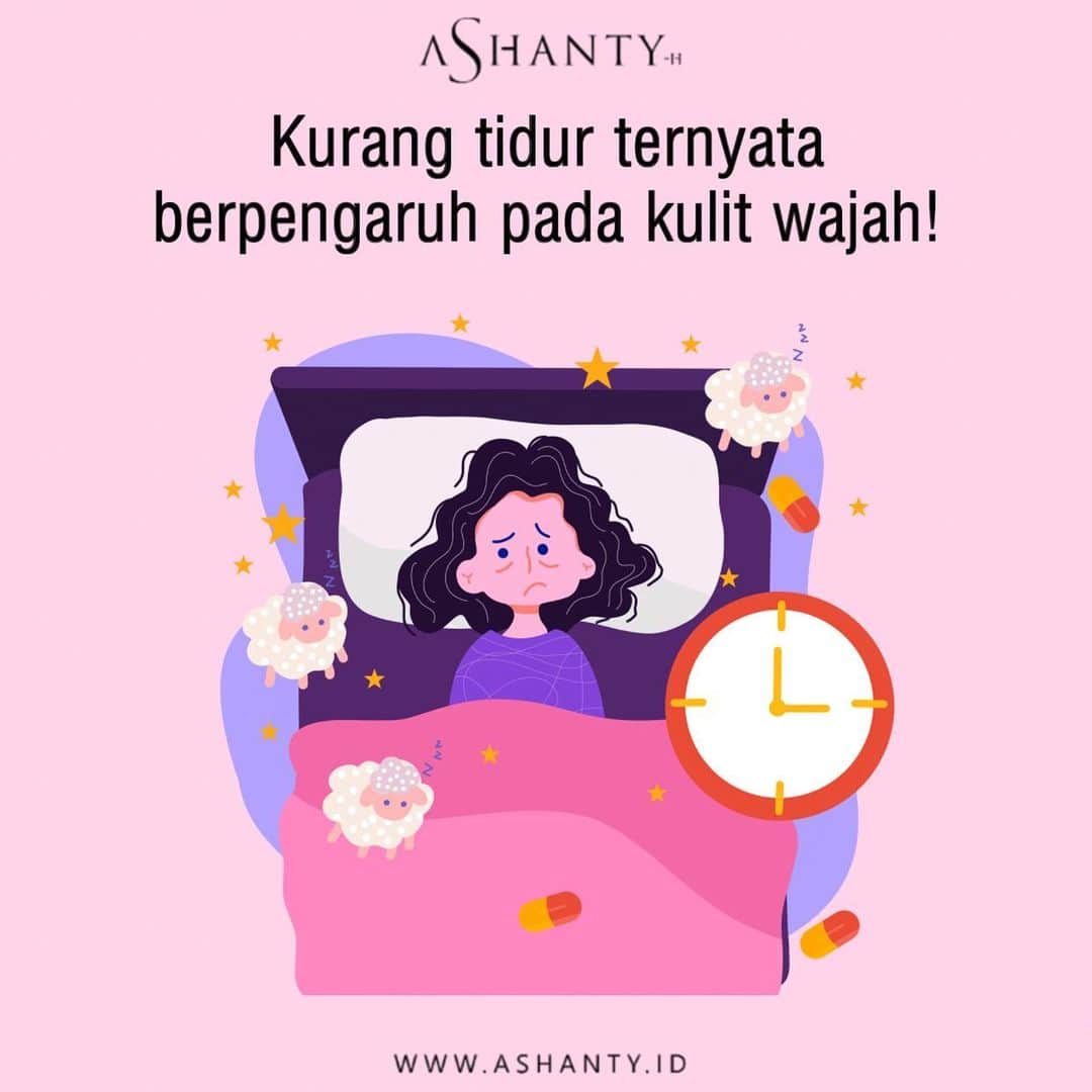 のインスタグラム：「Kurang tidur ternyata menimbulkan efek yang memperngaruhi kulit wajah, beberapa efek kurang tidur yang biasa dirasakan adalah kulit wajah tampak lebih tua, memicu timbulnya jerawat pada wajah, menimbulkan kantung mata dan membuat kulit wajah menjadi kusam. Yuuk perbaiki waktu tidurmu, konsumsi cukup air, buah dan sayur serta jangan lupa untuk selalu menggunakan night cream sebelum tidur agar kulit wajah terasa lebih sehat, cerah dan berseri ✨」