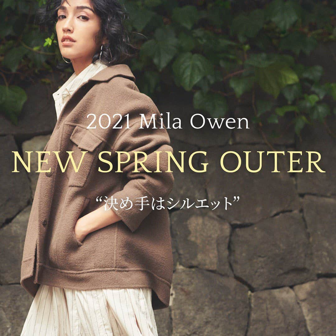 milaowen_officialさんのインスタグラム写真 - (milaowen_officialInstagram)「_﻿ ﻿  2021 Mila Owen NEW SPRING OUTER "決め手はシルエット"  ゆるめコーデも女っぽくまとまる 万能アウター  羽織るだけで旬な着こなしへ 変化させてくれるCPOジャケット。 あえてメリハリをつけず、 ゆるめなワンピやスカートに合わせるのが今季のおすすめ。 ウールブレンドなので、 まだ肌寒い時期から活躍できます。  JACKET 17,000YEN+TAX  SHIRT DRESS 13,000YEN+TAX PIERCED EARRINGS 4,500YEN+TAX  BOOTS 12,800YEN+TAX ﻿ _______________________﻿ ﻿ official online storeにて、﻿ NEW SPRING OUTER企画を公開。﻿ TOP URLよりご覧ください。﻿ ﻿ #milaowen #ミラオーウェン﻿ #spring #outer」1月21日 21時08分 - milaowen_official