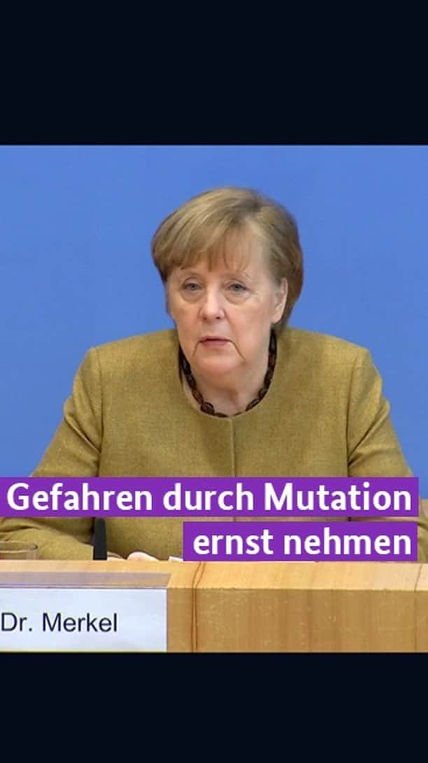 アンゲラ・メルケルのインスタグラム：「Wir sind in einer sehr schwierigen Phase der Pandemie. Die aktuelle Lage beginnt sich zu entspannen, die harten Einschnitte zahlen sich aus. Wir dürfen bei den Bemühungen aber die Gefahr durch die Mutation nicht außer Acht lassen, so Kanzlerin Merkel heute in der Bundespressekonferenz.   #Corona #Coronavirus #Pandemie #Covid_19 #Politik #Kanzlerin #Merkel」