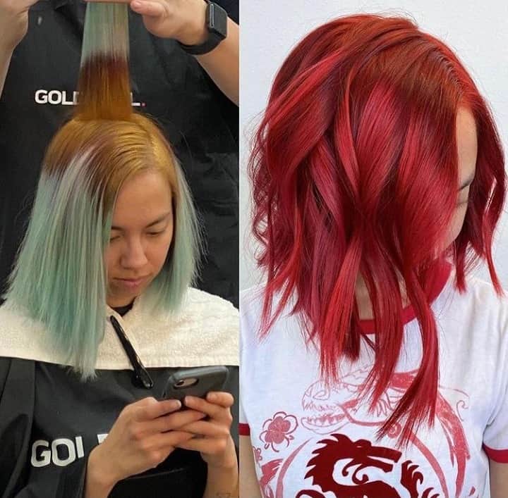 CosmoProf Beautyさんのインスタグラム写真 - (CosmoProf BeautyInstagram)「We're RED-y for jaw-dropping, 2021 transformations!❤👏⁣ ⁣ @hairbyfranco 's formula👇⁣ 1️⃣ "Pre-lifted using Goldwell No Ammonia Blue Lift for 15 minutes. ⁣ 2️⃣ I proceeded with Goldwell Top Chic 6RR Max Dramatic Red, Goldwell Pure Pigments Red and Goldwell Elumen Play Red.⁣" ⁣ Find the Goldwell products you need to create the perfect, New Year's transformation at Cosmo Prof! Need extra time for transformations? Same Day Delivery is available! SHOP via #LinkInBio⁣ ⁣ #repost #goldwell #goldwellus #goldwellcolor #goldwellapprovedus #cosmoprofbeauty #licensedtocreate #redhair #redhead #redheads #redhairs #redhaired #redhaircolor #redhairdontcare #hairtransformation #hairtransformations #hairmakeover #beforeandafterhair #colorcorrection」1月21日 22時00分 - cosmoprofbeauty