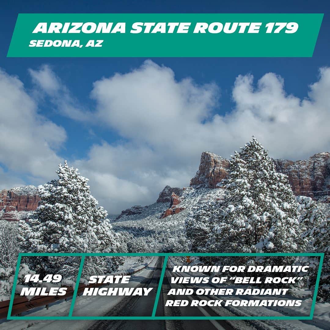 ミシュランのインスタグラム：「Iconic Roads: Route 179 in Sedona has a couple unique features, like the wondrous Bell Rock and a rare glimpse of snow in Arizona. What roads are you look forward to hitting this year?」