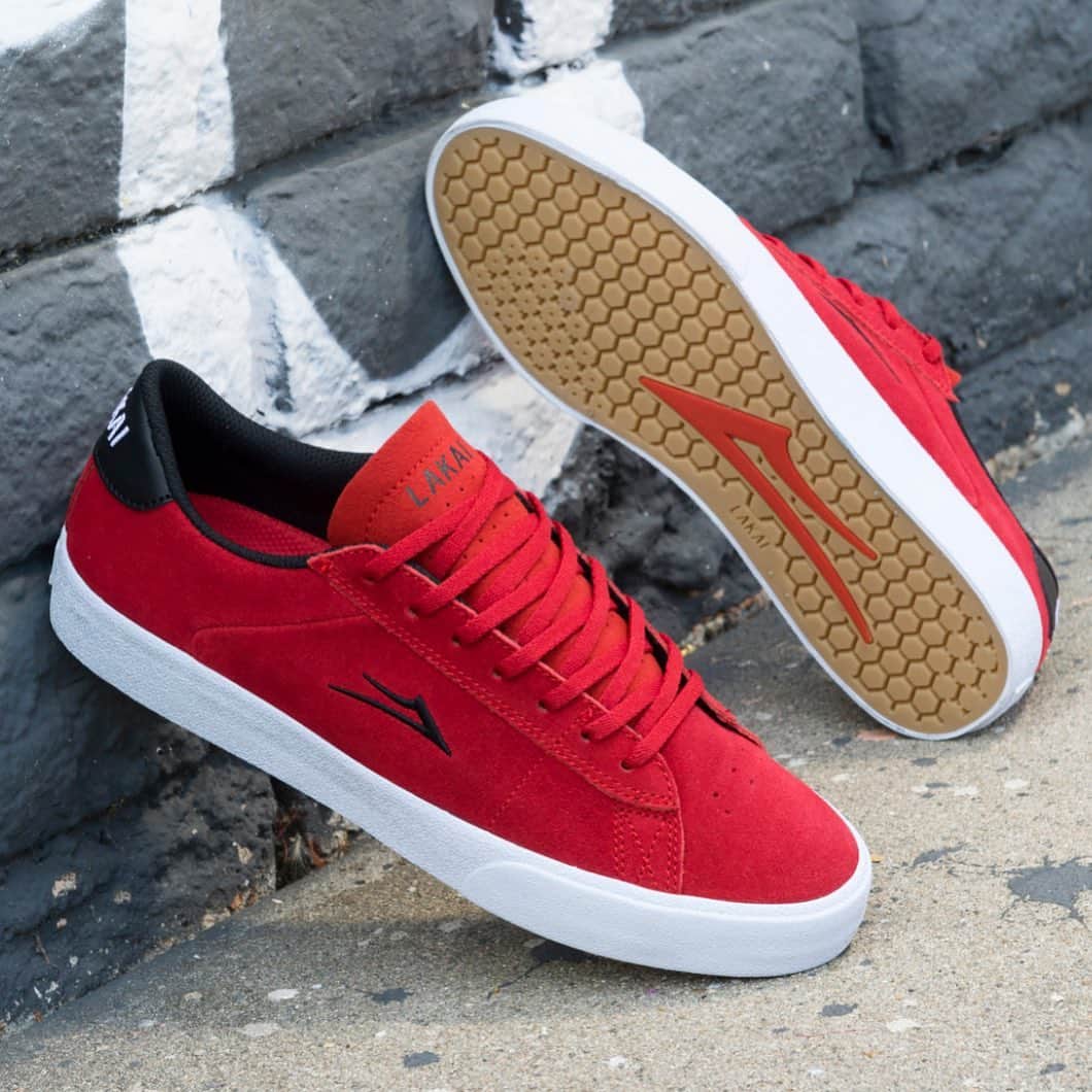 ラカイリミテッドフットウェアのインスタグラム：「Newport in Flame/Black Suede with micro-flare Available now at skate shops world wide and Lakai.com #Lakai #TheShoesWeSkate」