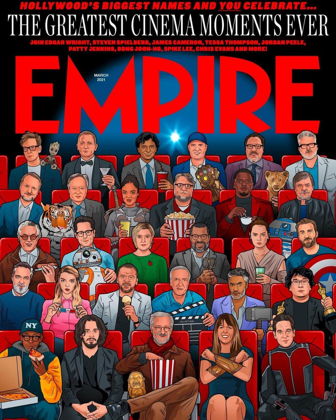 エドガー・ライトさんのインスタグラム写真 - (エドガー・ライトInstagram)「The new issue of @empiremagazine is out TODAY where we celebrate the joys of cinema going. I asked 40 stars & directors for personal memories of riotous, moving & vivid moments in the cinema. And asked YOU for recollections too (many of you are in the issue). Viva the big screen!   FYI: If you are not in the UK or can’t get to the shops to buy this. Clink the link in the bio. Cover art by @coreybrickleyillustration & @bill_mcconkey.  Starring!   @alfonsocuaron @anyataylorjoy @ChrisEvans @christophermcquarrie @realGDT @JamesCameronOfficial @JamesGunn @jjabramsofficial @therusso�brothers @JonFavreau @JordanPeele @kumailn @emilyvgordon @HamillHimself @MNight @riancjohnson @simonpegg @TaikaWaititi @TessaMaeThompson  And introducing… (you guys x)   @b.ay.mb @markgambino_ @the_andysz @upthedownone @julietakakuwa @tommy_tom_and_the_funky_bunch @kmash1967 @steijnvdberge @howardberry @david_lenagh  ENJOY!」1月22日 1時08分 - edgarwright