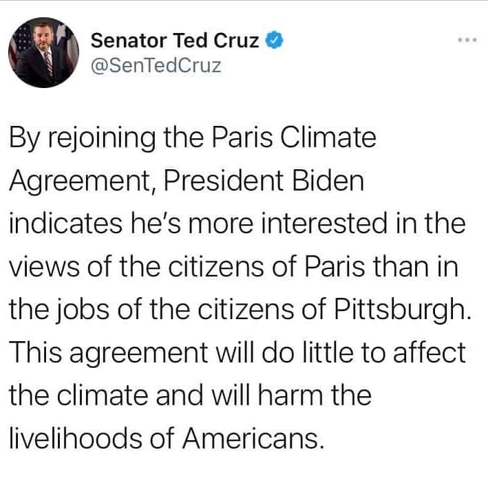 アレックス・ブノワのインスタグラム：「Does Ted Cruz think this is Les Mis or something??? I don’t think he understands what the Paris Agreement is about...」