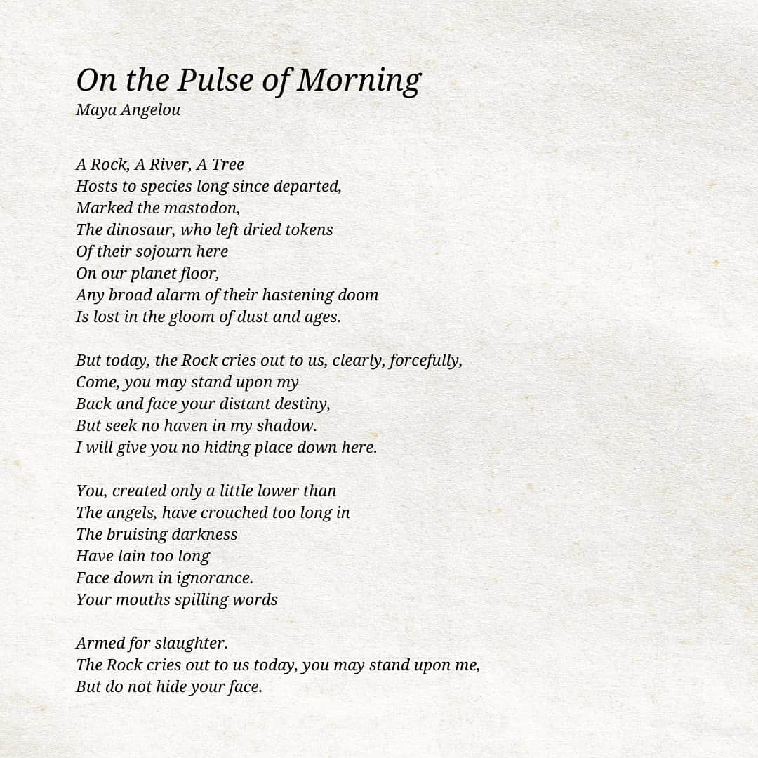 アン・ハサウェイさんのインスタグラム写真 - (アン・ハサウェイInstagram)「I am still so full from hearing @amandascgorman's poem yesterday. I was reading about Ms. Gorman and I learned that @oprah gave both Ms. Gorman and #MayaAngelou gifts ahead of their appearances at their respective inaugurations, earrings and a birdcage ring for Ms. Gorman and a Chanel coat and gloves for Ms. Angelou. Hearing this legacy of generosity from @oprah made me want to revisit On the Pulse of Morning, the poem Maya Angelou wrote for Bill Clinton’s inauguration, a poem I haven’t read since I was a little girl. I am stunned by the timelessness and prophecy of Maya Angelou’s words. I feel these two poems are some of the greatest treasures of our, as Ms. Gorman said, “unfinished” America. I believe we must learn these words by heart, pull them in deep until we hear our souls recite them without our brains prompting, remembering with God-fearing humility that we are doomed to repeat what we dare to forget. I am going to spend this year memorizing these poems, and I hope you will join me. Congratulations again, Amanda Gorman, for electrifying the souls and helping heal the hearts of a nation’s people that so badly need it, my own included.」1月22日 4時23分 - annehathaway