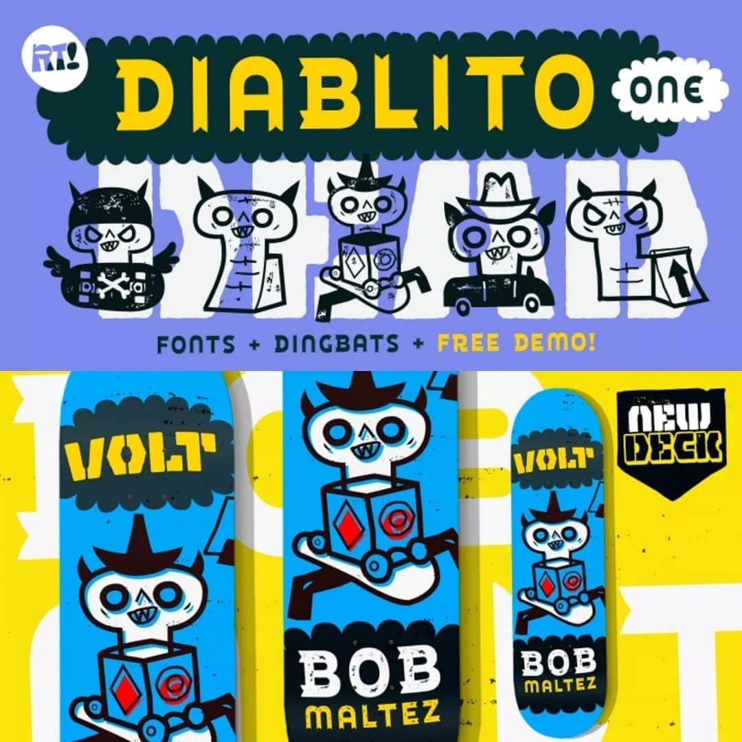 myfontsのインスタグラム：「📷 by @rodrigotypo: Diablito One .😈 Disponible @myfonts y contiene gratis un Demo, agradecer la ayuda de bruneliojaroso be_jota 🙏 https://www.myfonts.com/fonts/rodrigotypo/diablito-one/」