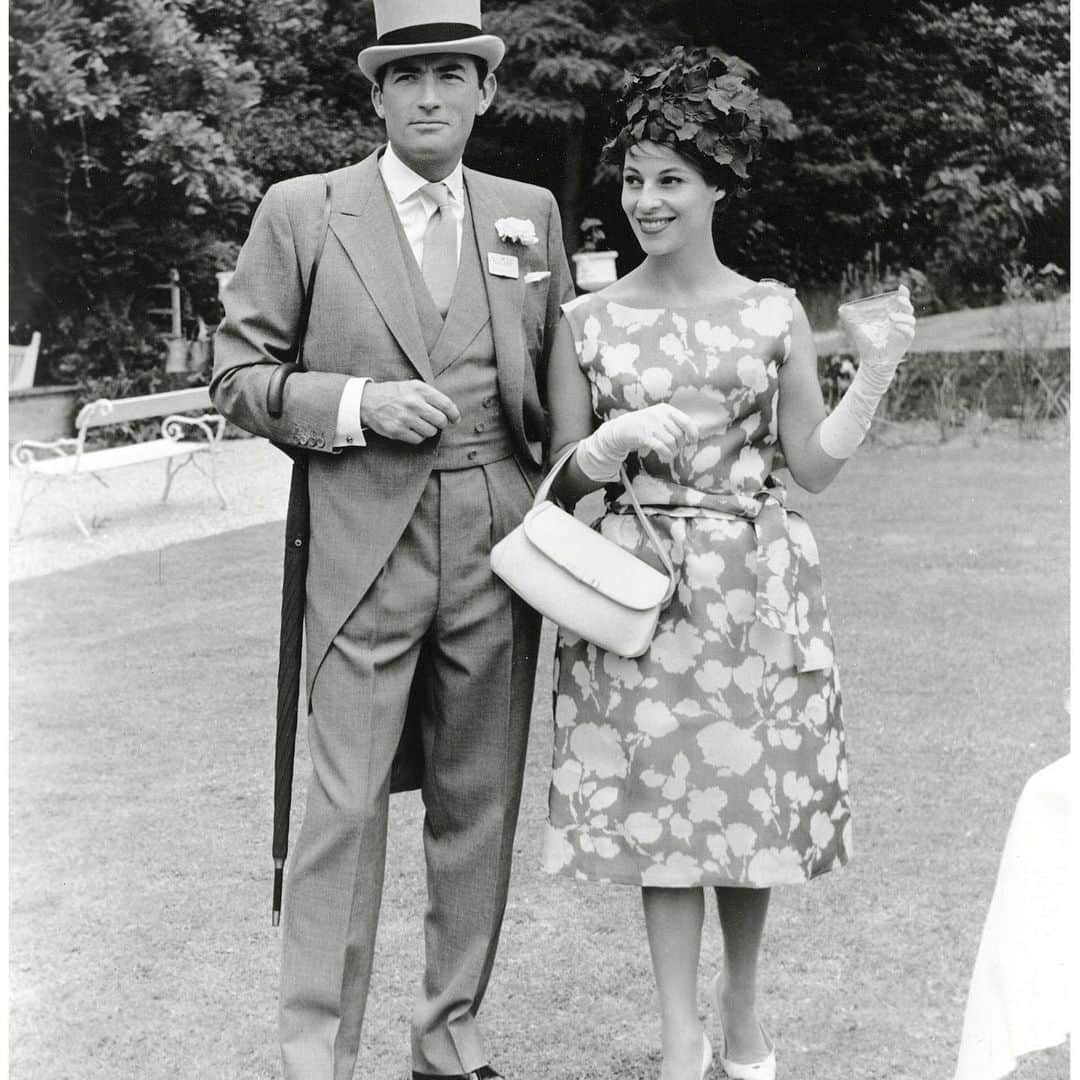 ハンツマンのインスタグラム：「One of Huntsman's most iconic clients Mr Gregory Peck, seen here in top hat and tails for a day in the Royal enclosure at Ascot, with his wife and fellow actor David Niven. ⁠⠀ ⁠⠀ Writing about his father’s patronage of the Huntsman brand, Anthony Peck said: “Greg loved the Huntsman craftsmanship. He understood the close, careful work measured in stitches and needles, the absolute, top-quality tailoring that goes into the making of each garment. He appreciated the work and timeless design as an artist himself.”⁠⠀ ⁠⠀ Want to plan your next piece of bespoke? Connect directly with our client managers via video, in-store with the HUNTSMAN LIVE button on our website. ⁠⠀ ⁠⁠⠀ #Huntsman #HuntsmanSavileRow #Bespoke #BespokeInspiration #HuntsmanAtHome #Ascot #BackToTheFuture #PositiveThinking ⁠#GregoryPeck #davidniven」