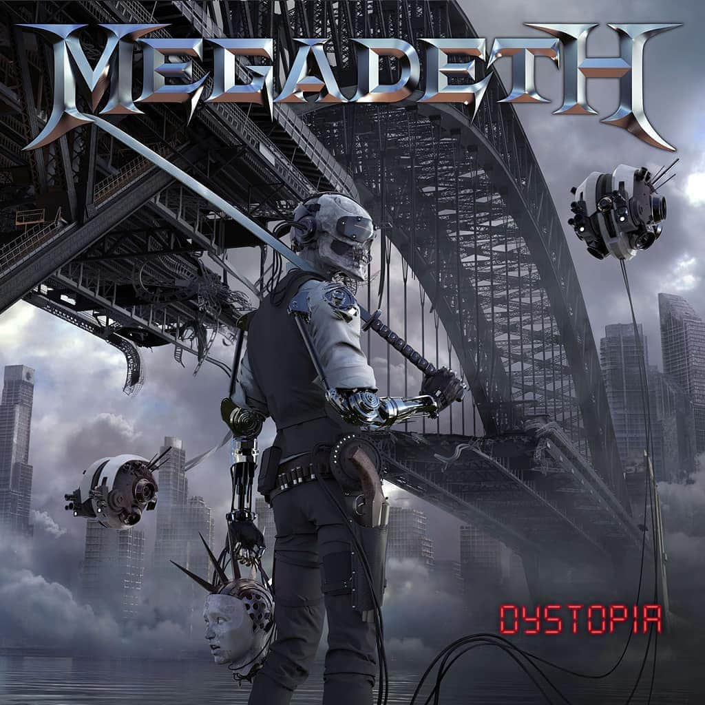 Megadethのインスタグラム：「On this day in 2016, our fifteenth studio album, DYSTOPIA was released. What’s your favorite track on the album? Listen to it here: megadeth.lnk.to/dystopia (link in bio)」