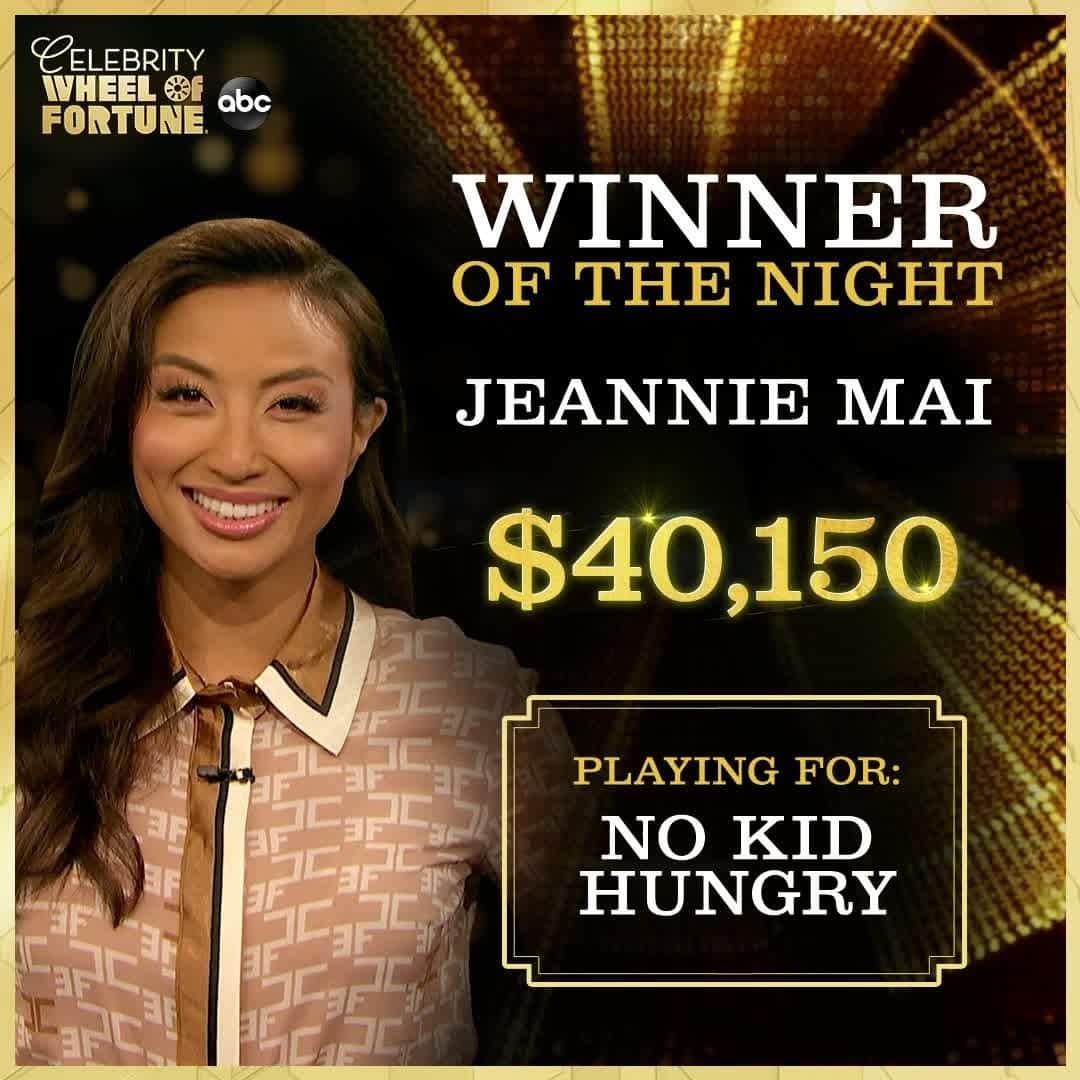 アメリカン・ブロードキャスティング・カンパニーのインスタグラム：「#HoleyMoley, @thejeanniemai just won big for @nokidhungry! 🎉 #CelebrityWheelOfFortune」